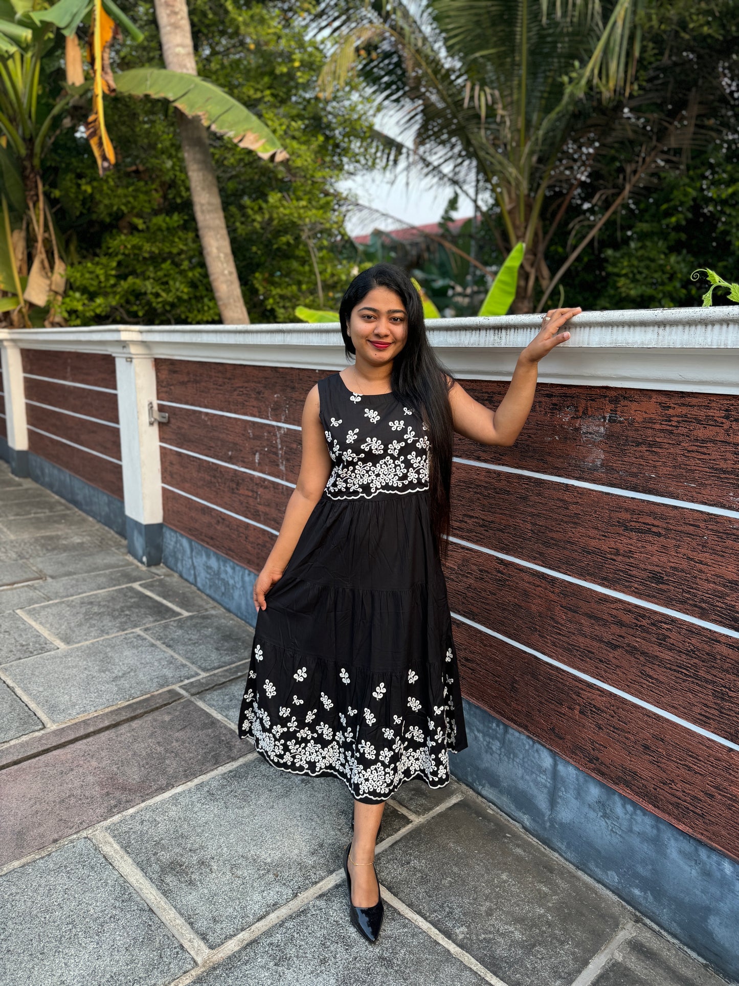 Premium Cotton Frock with intricate thread work-A1317