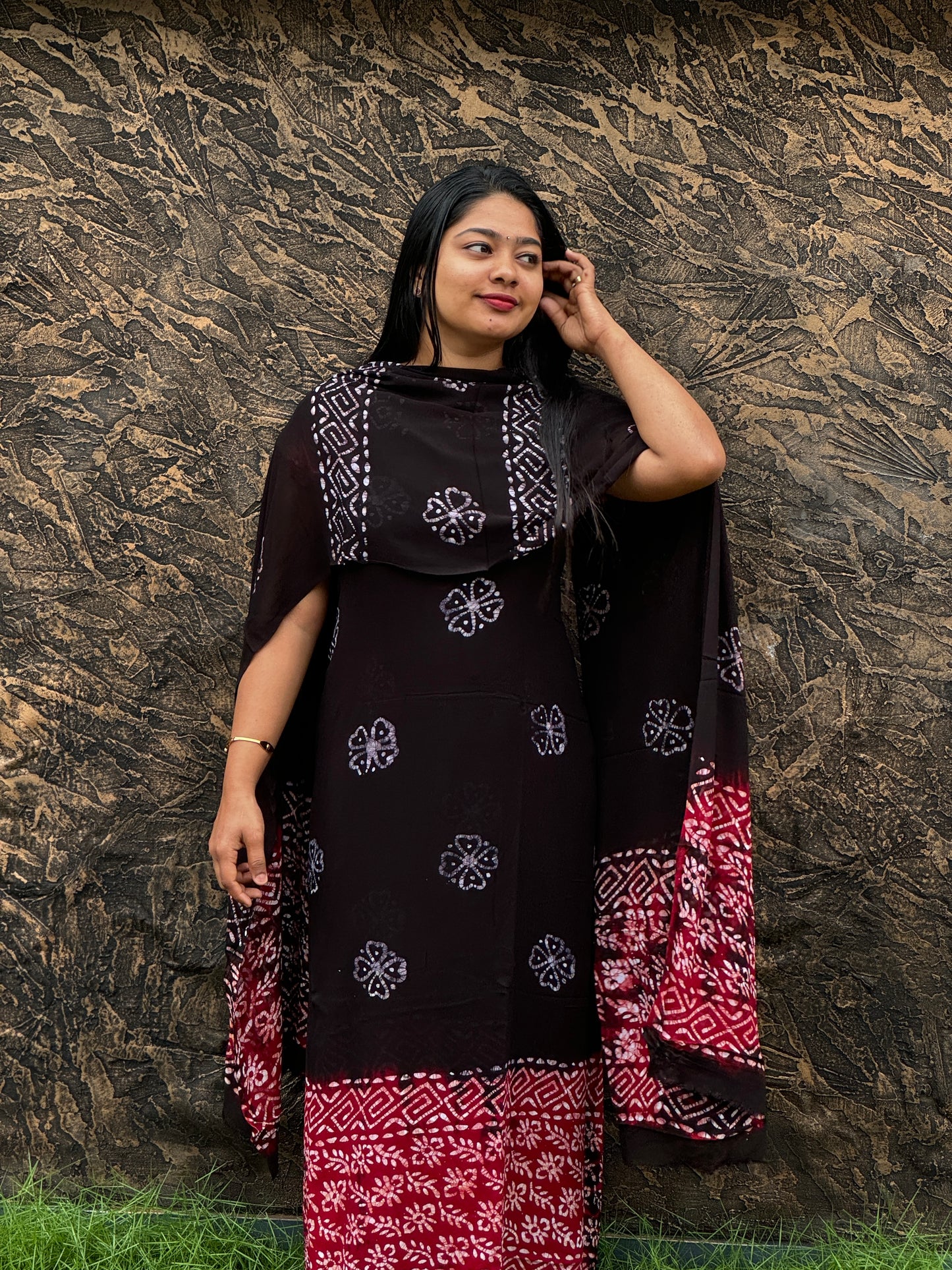 Batik Print | Georgette Fabric | Unstitched Churidar Material- A1460