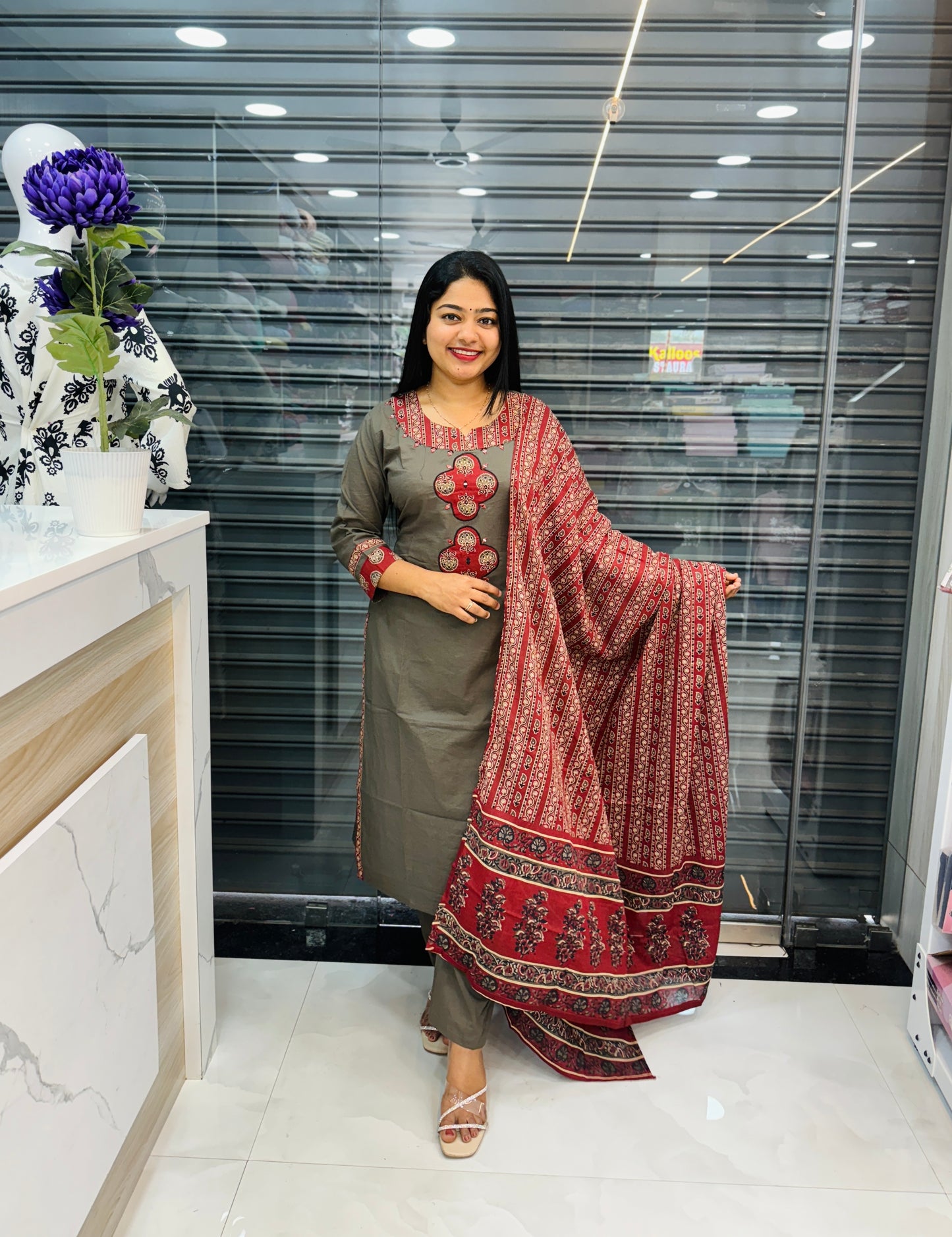 Grey and Maroon Combo 3 piece set A- 1559