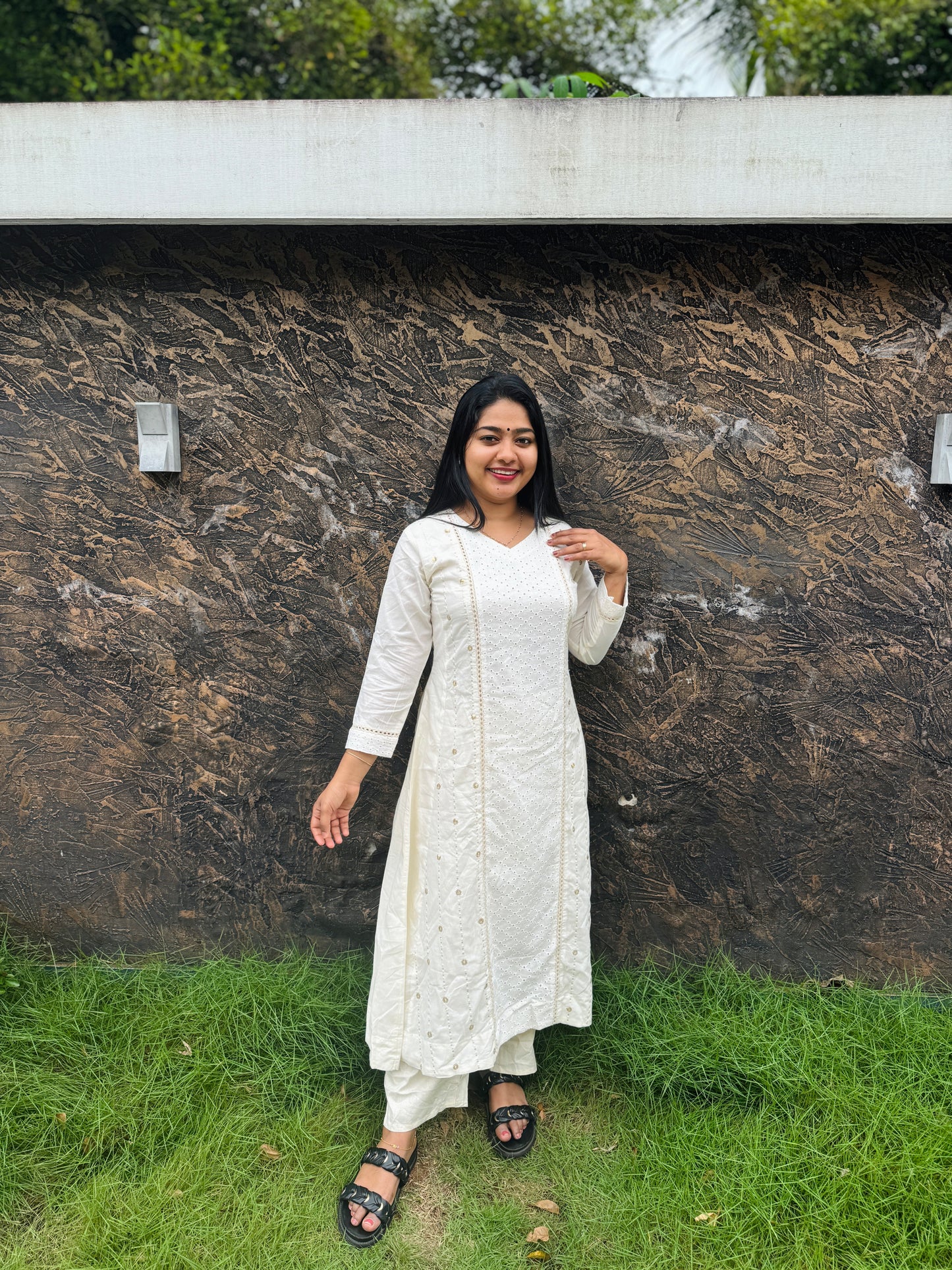 Offwhite Premium Cotton Onam Top with Hakoba & Sequin Highlights A - 1515