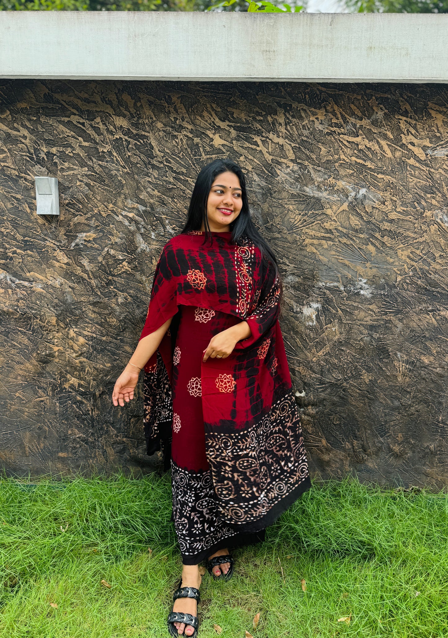 Georgette Batik Print Unstitched Churidar Material A - 1512