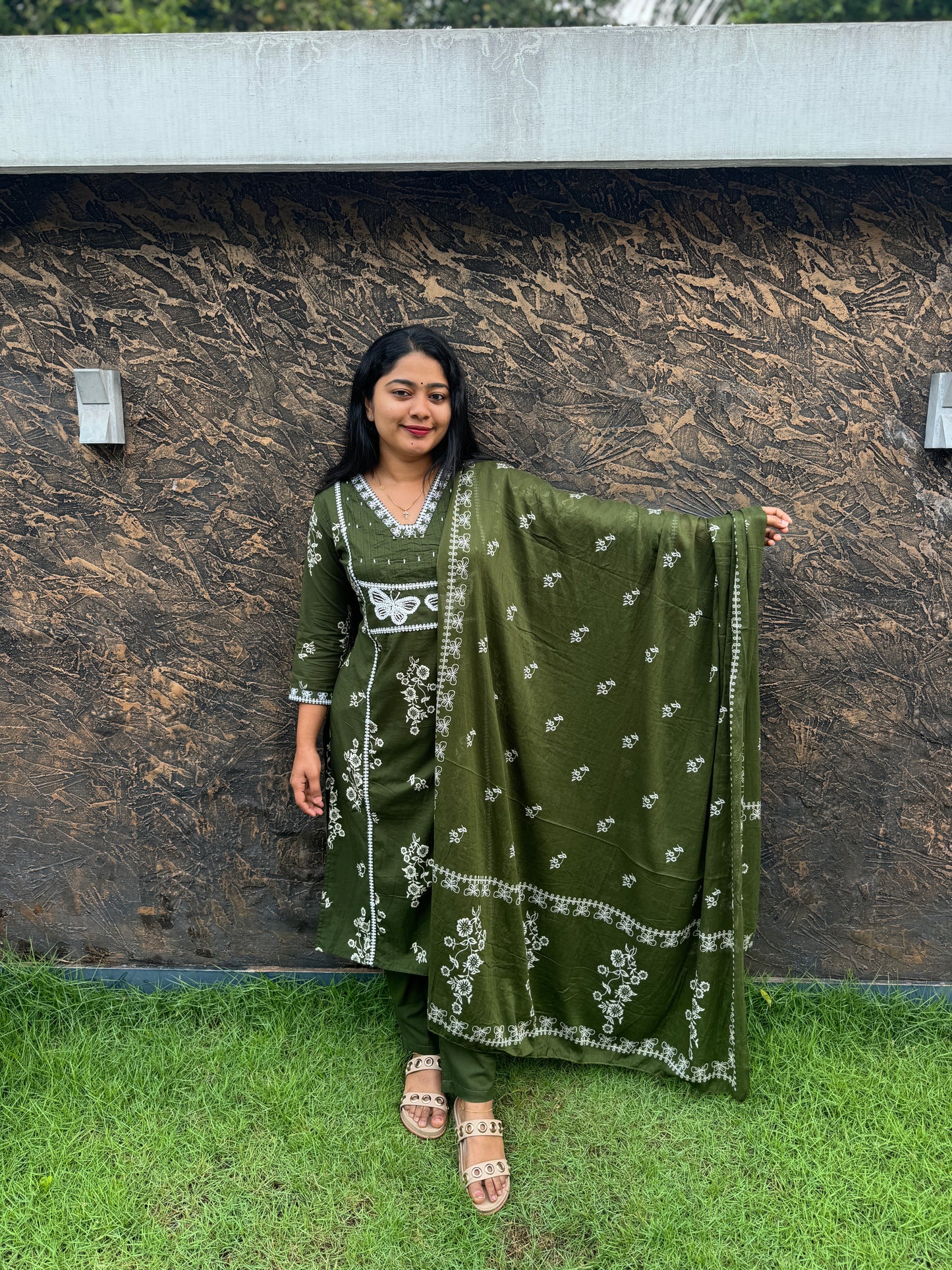 Beautiful Pure cotton -3 Piece Salwar Suit with embroidery dupatta -A1335
