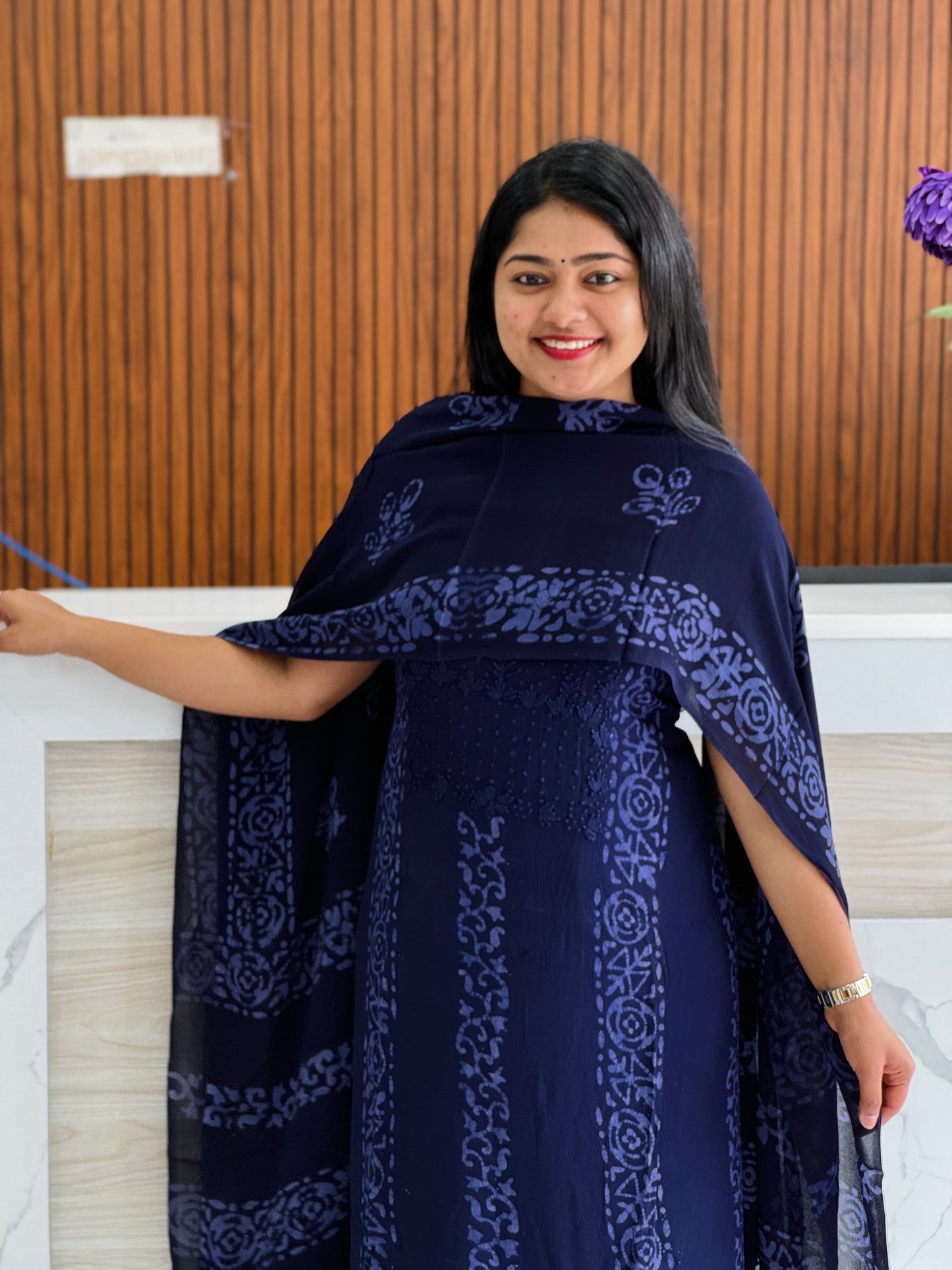 Unstitched three-piece set with intricate Chikankari threadwork on premium georgette fabric. A1770