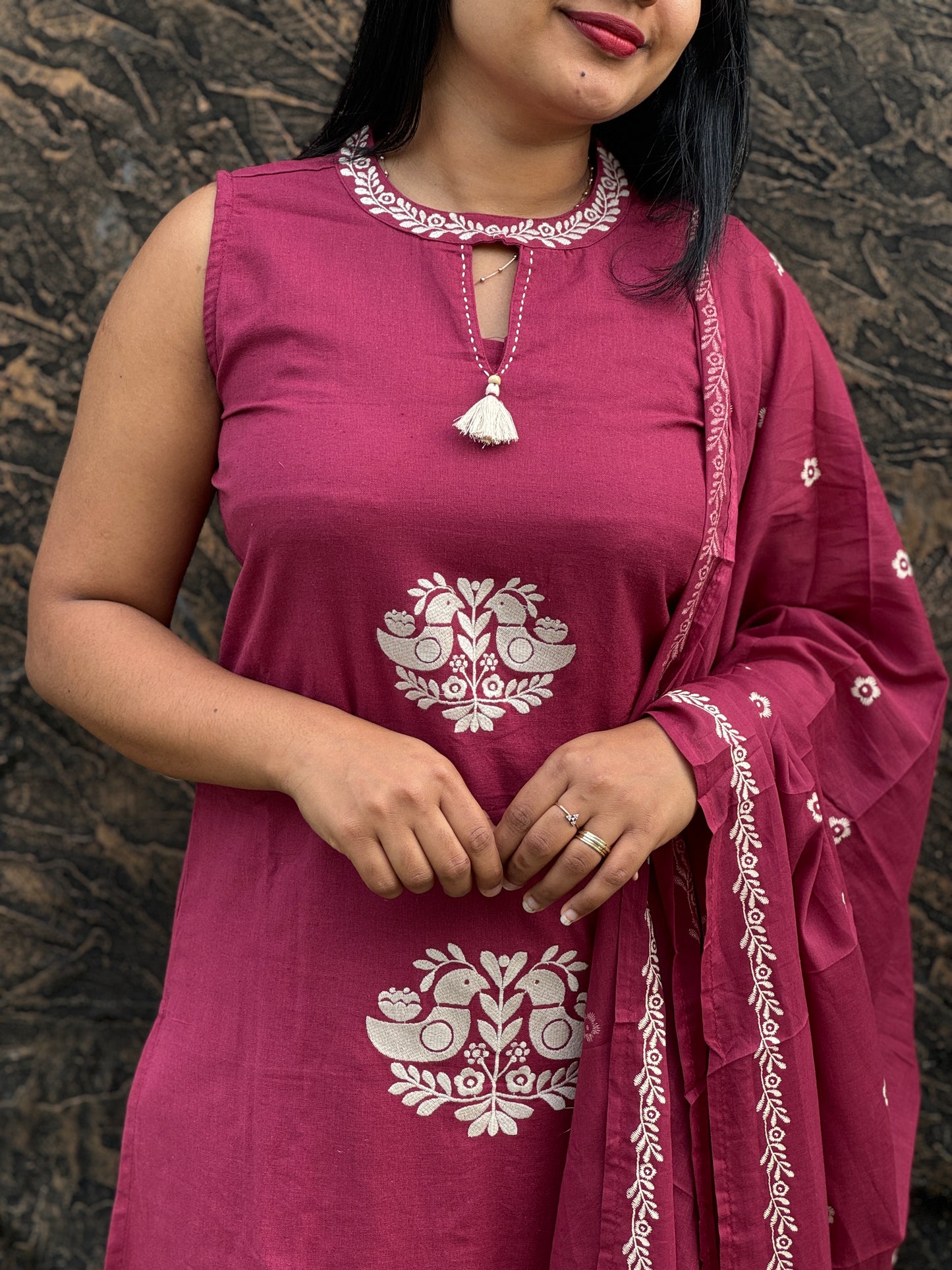 Brick Red & Onion Pink 3-Piece Salwar Set A- 1492