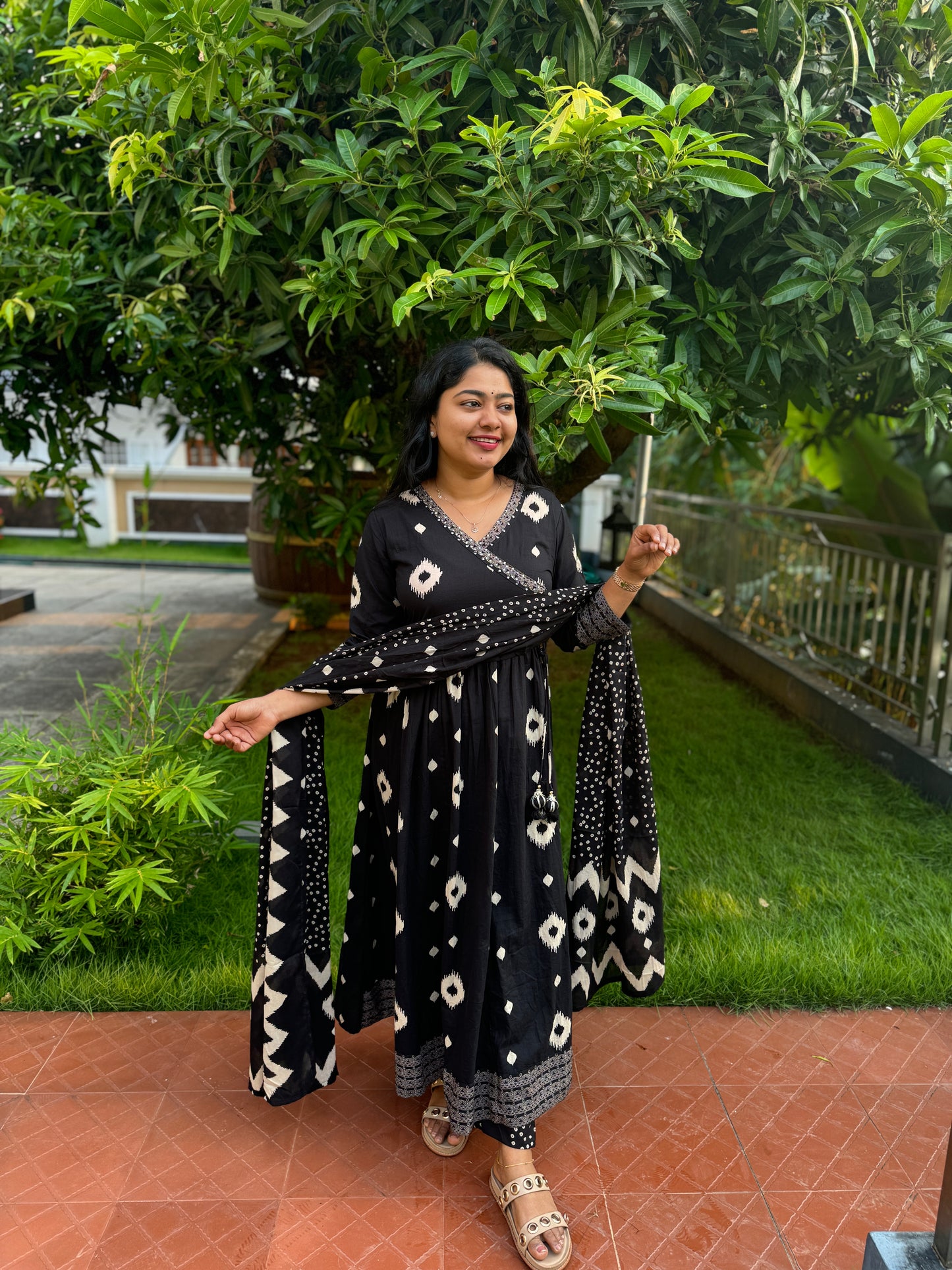 Premium Black Mul Mul Angarekka Set- A1357