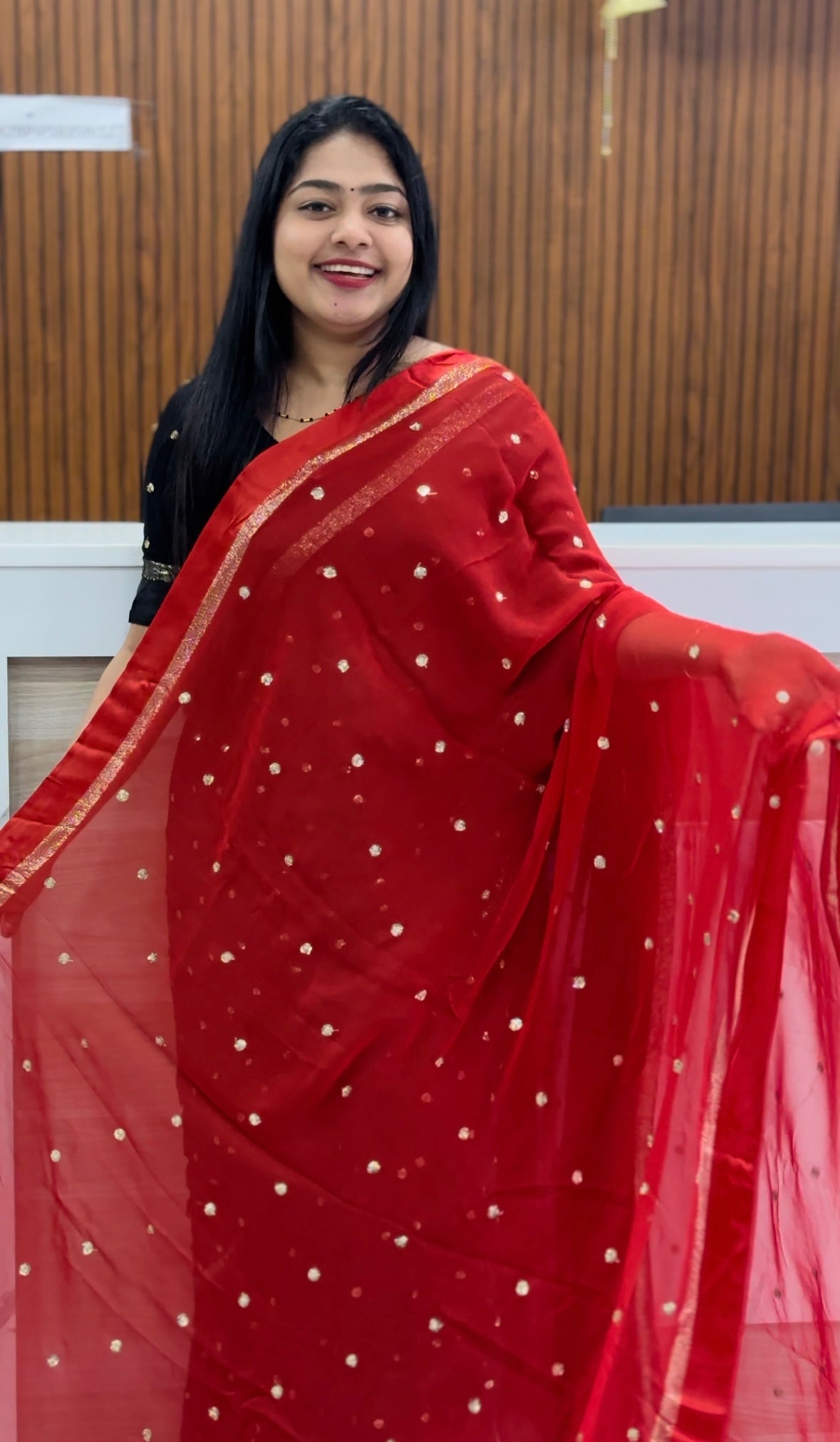 Function Wear Brick Orange Saree