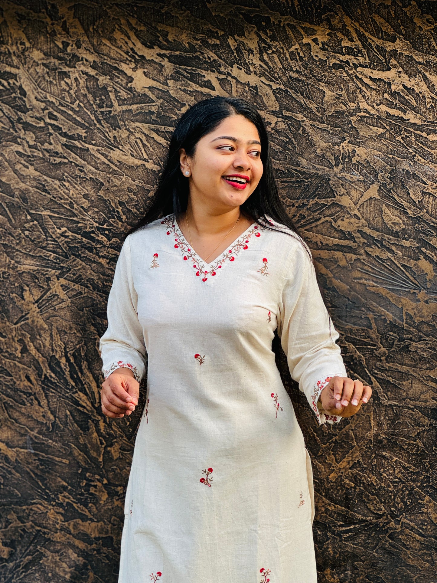 Offwhite 2 piece Khadi Cotton Co-ord Set-A1309