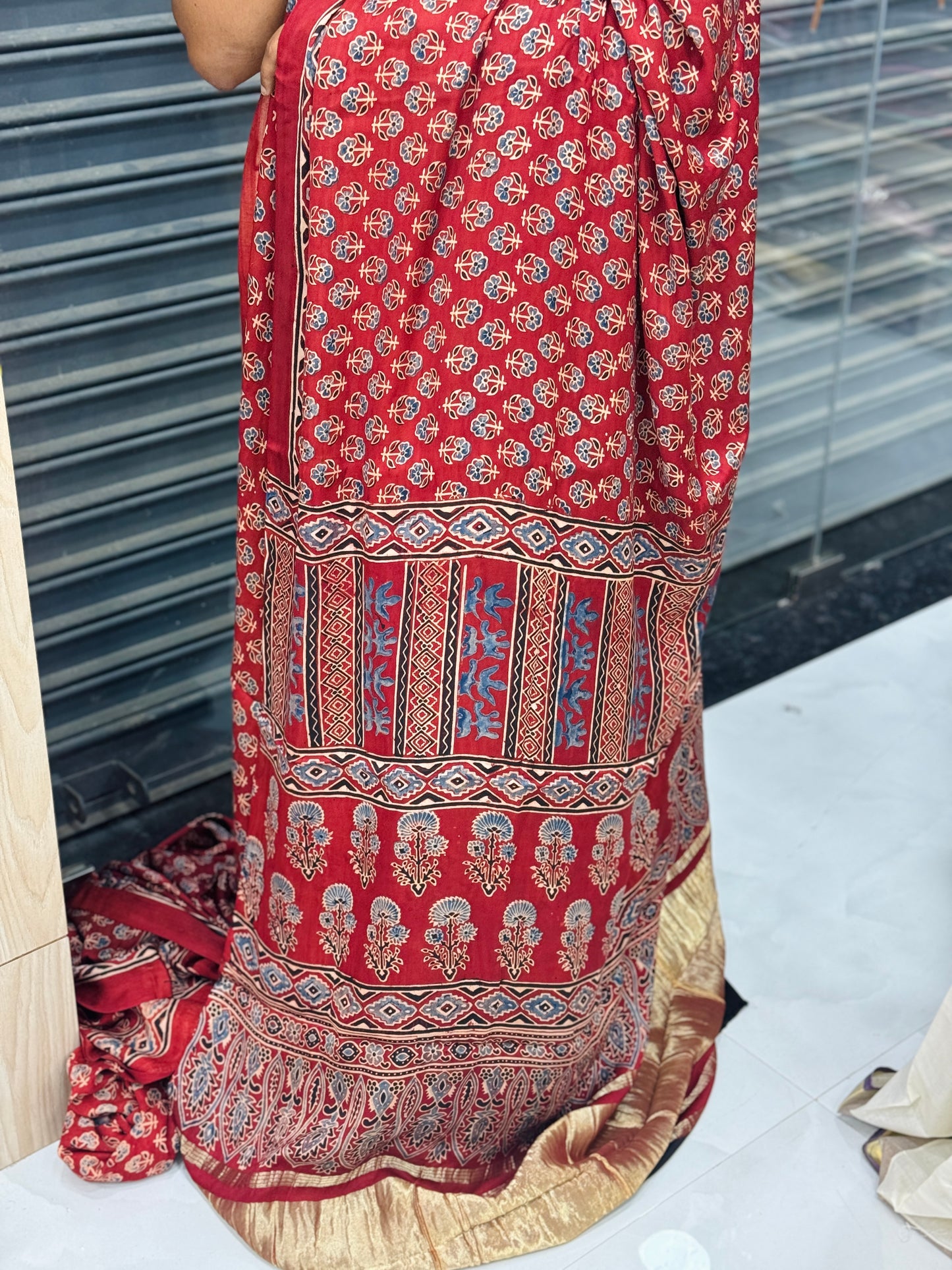 Ajrak Print Modal Silk Saree - A1346