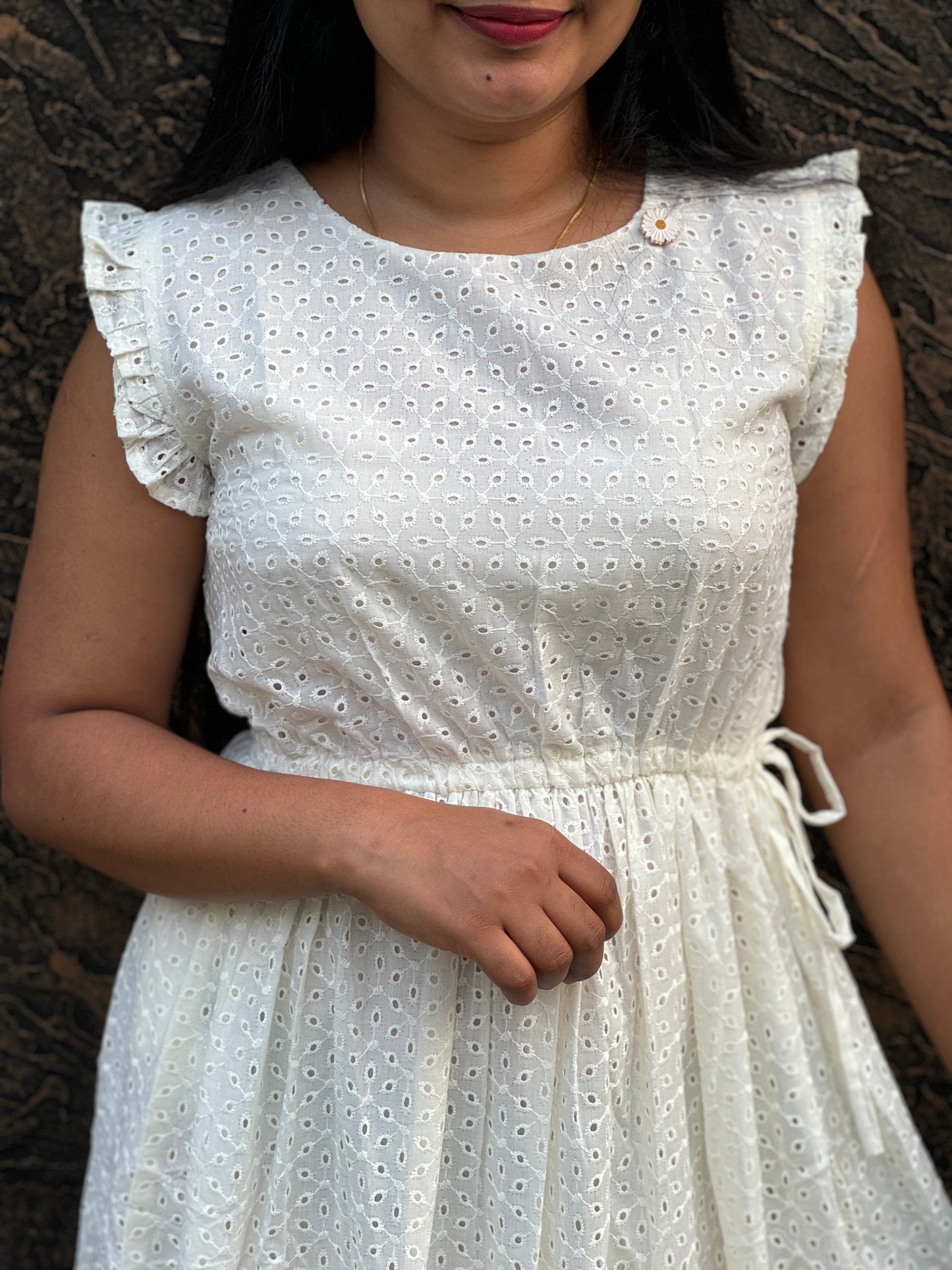 Premium Offwhite Cotton Hakoba Frock -A1331