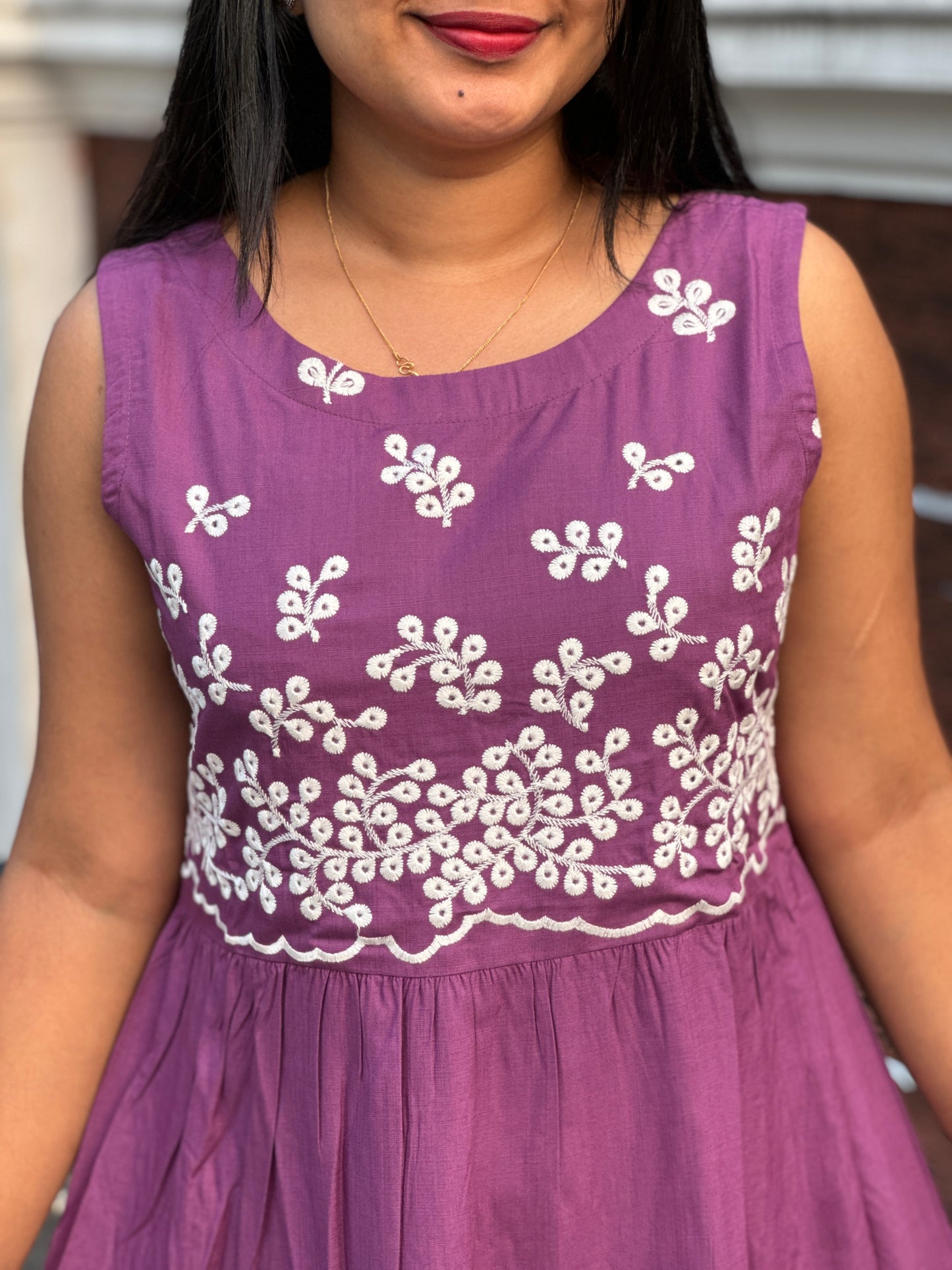 Premium Cotton Frock with intricate thread work-A1317