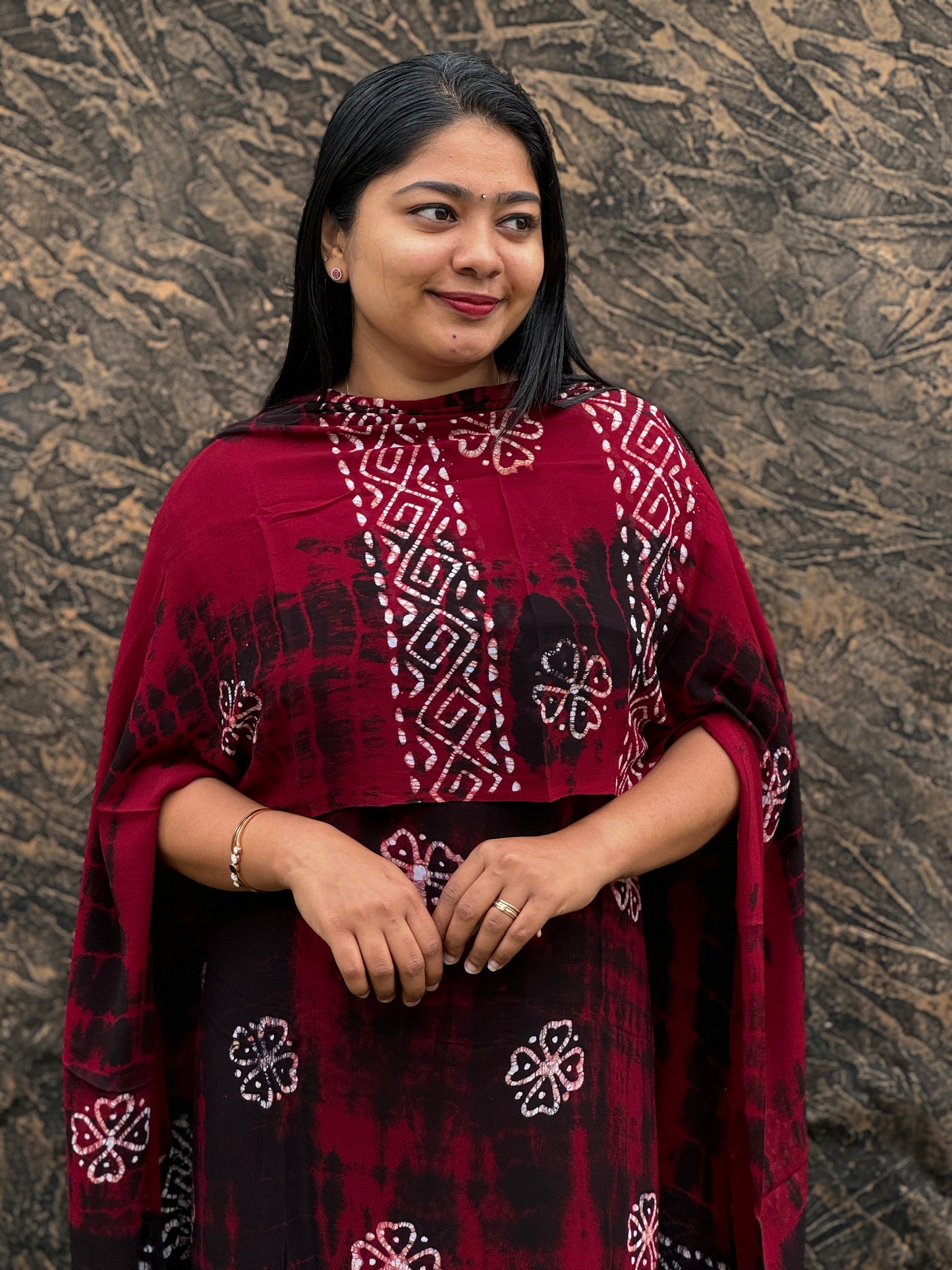 Batik Print | Georgette Fabric | Unstitched Churidar Material- A1460