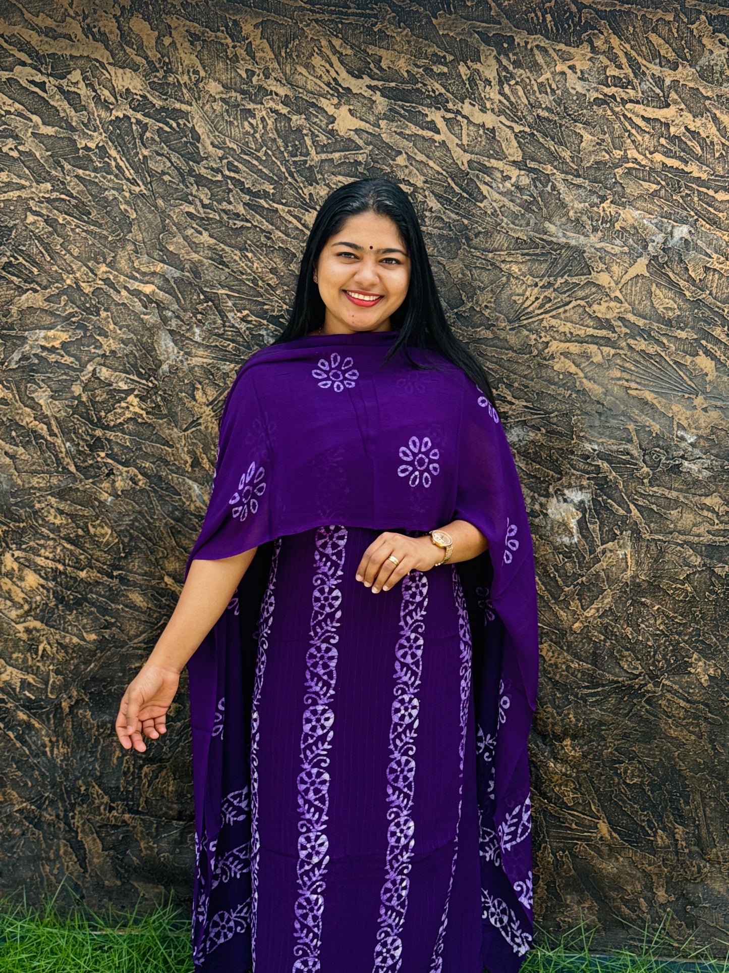 Batik Print | Georgette Fabric | Premium Unstitched Churidar Material : A 1472