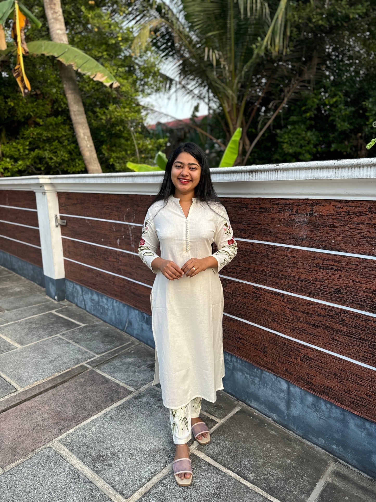 Off white Pure Cotton 2 piece Co-ord Set-A1318