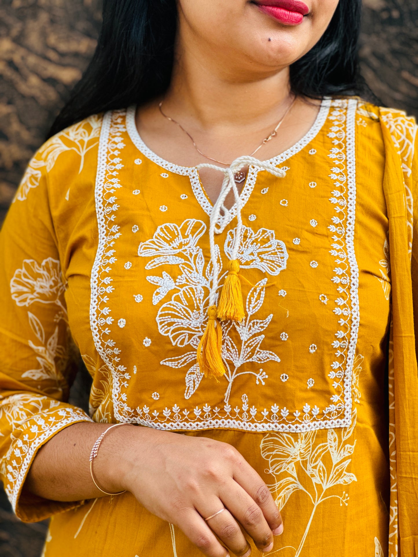 Bright Yellow Cotton 3-Piece Set- A1387