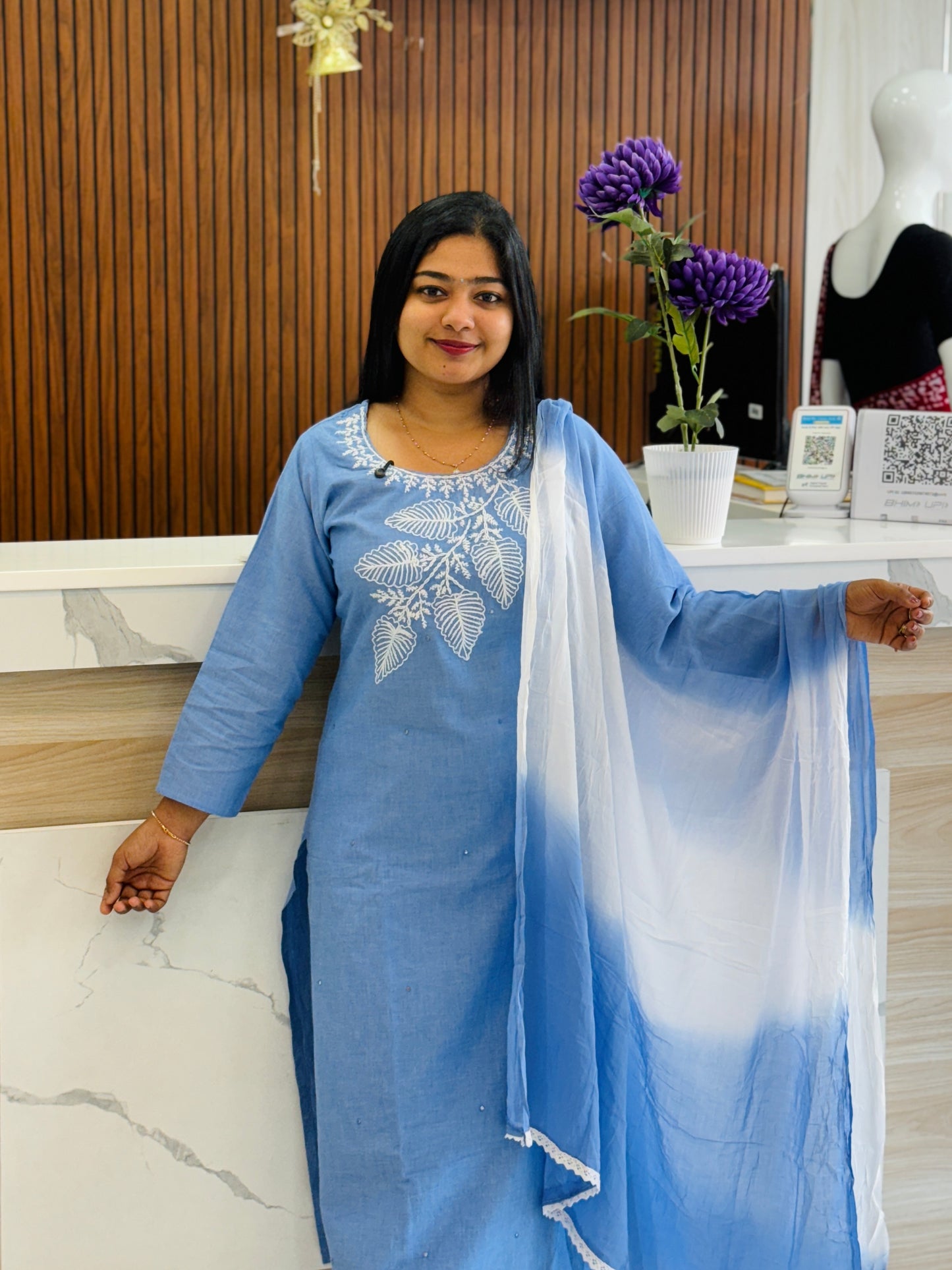 Grace in Blue – 3-Piece Salwar Set A - 1524