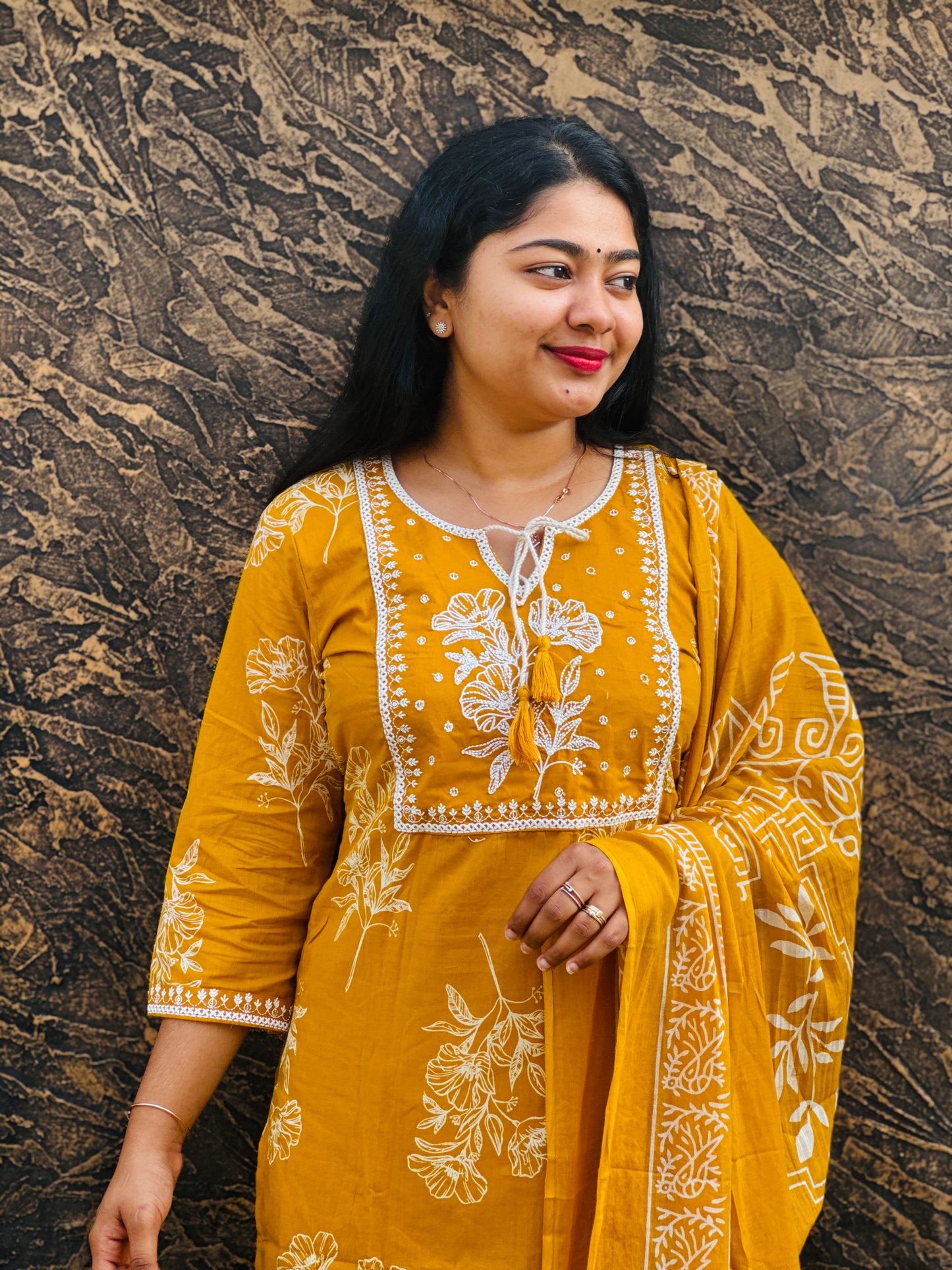 Bright Yellow Cotton 3-Piece Set- A1387
