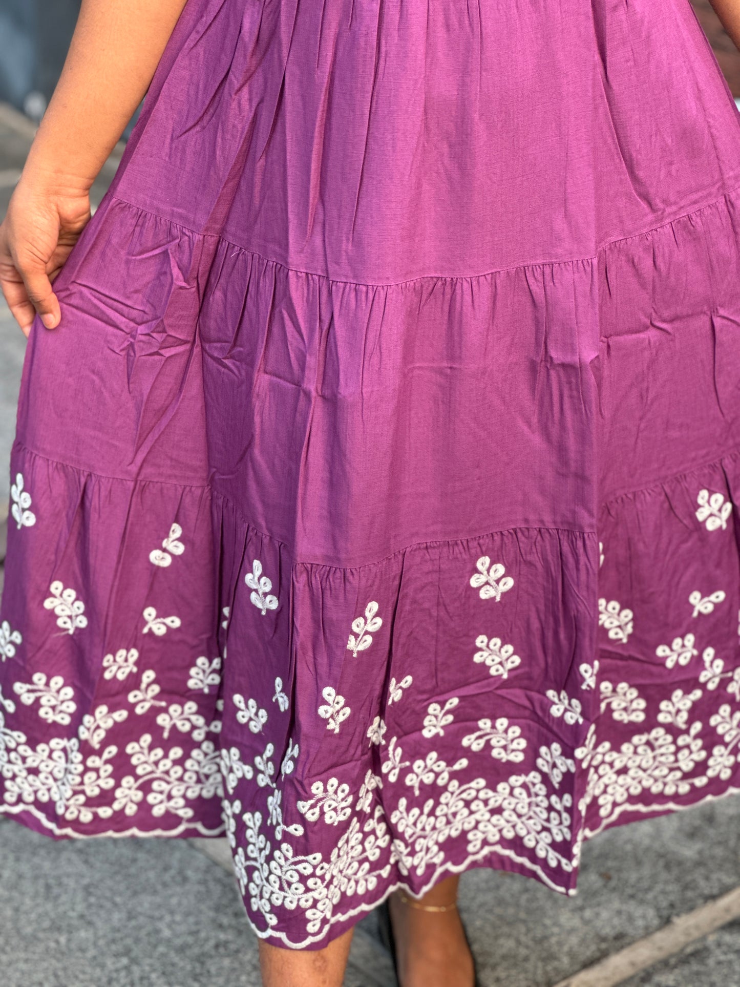 Premium Cotton Frock with intricate thread work-A1317