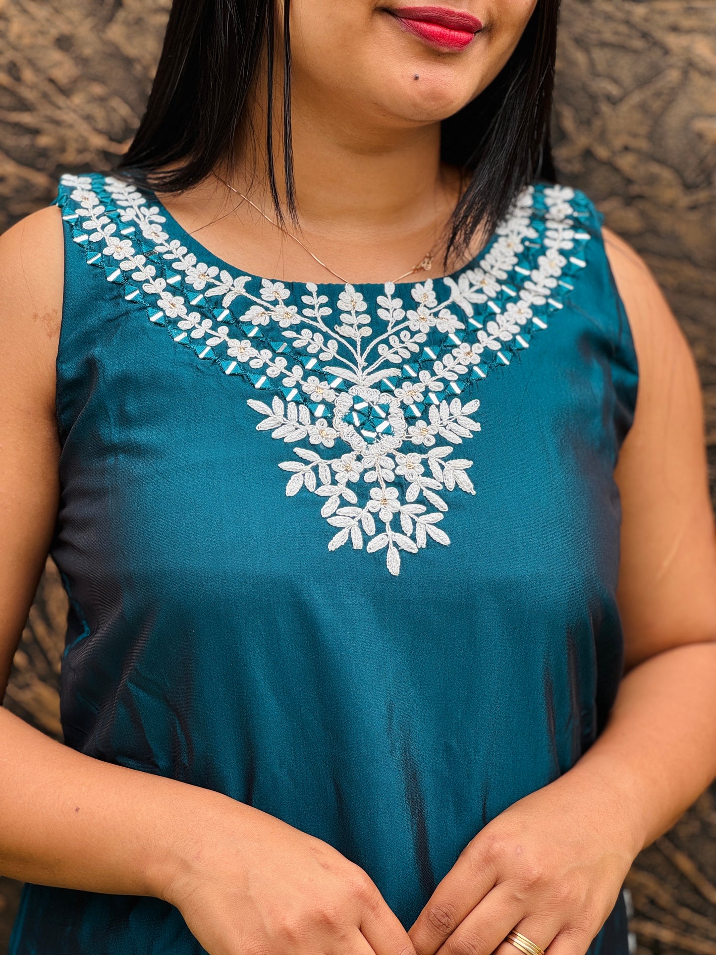Elegant Silk Kurti β Maroon & Blue Combo β¨ A perfect pick for both daily wear and special occasions- A1432