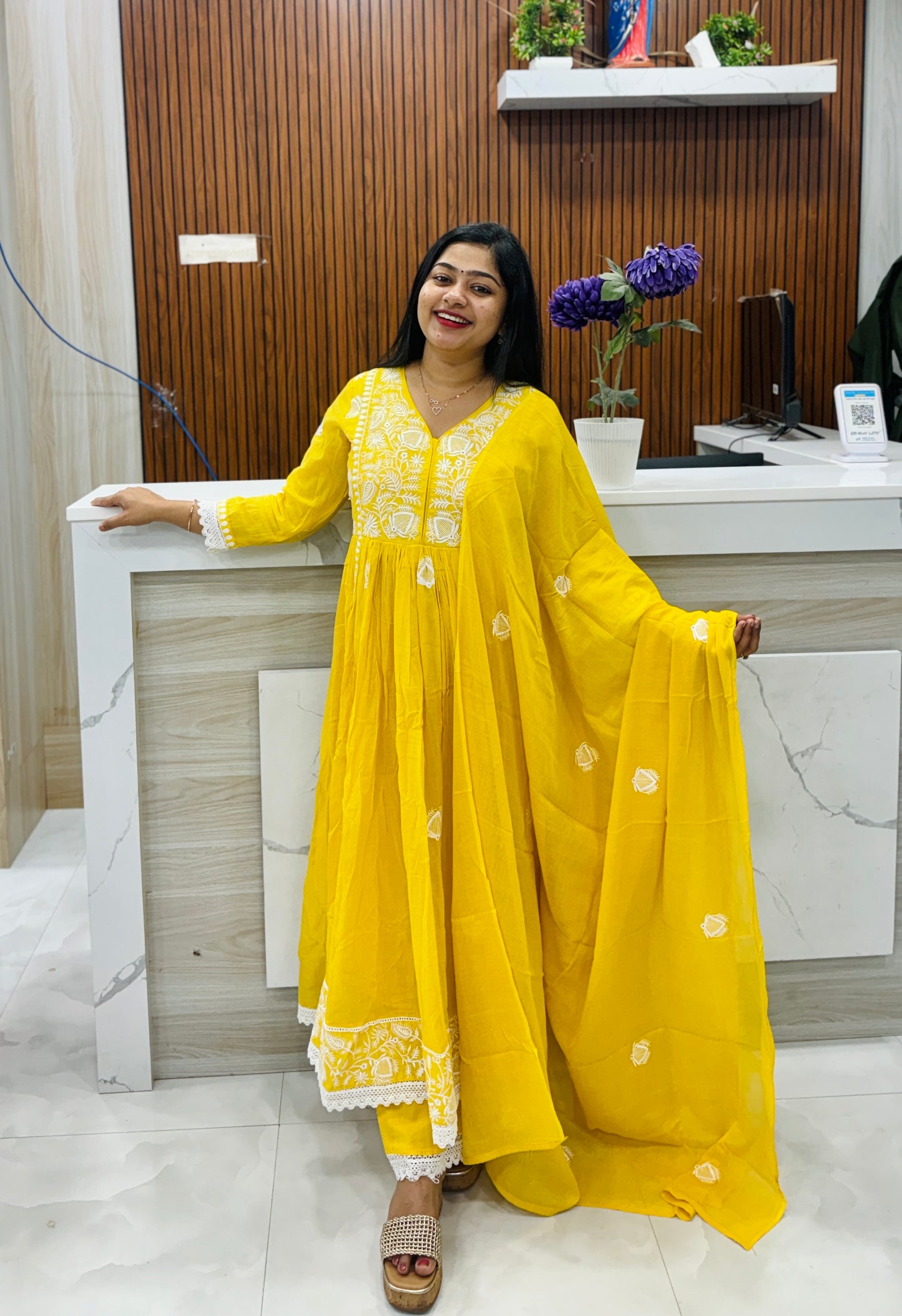 Bright Yellow Chikankari Cotton 3-Piece Set 💛 A1985