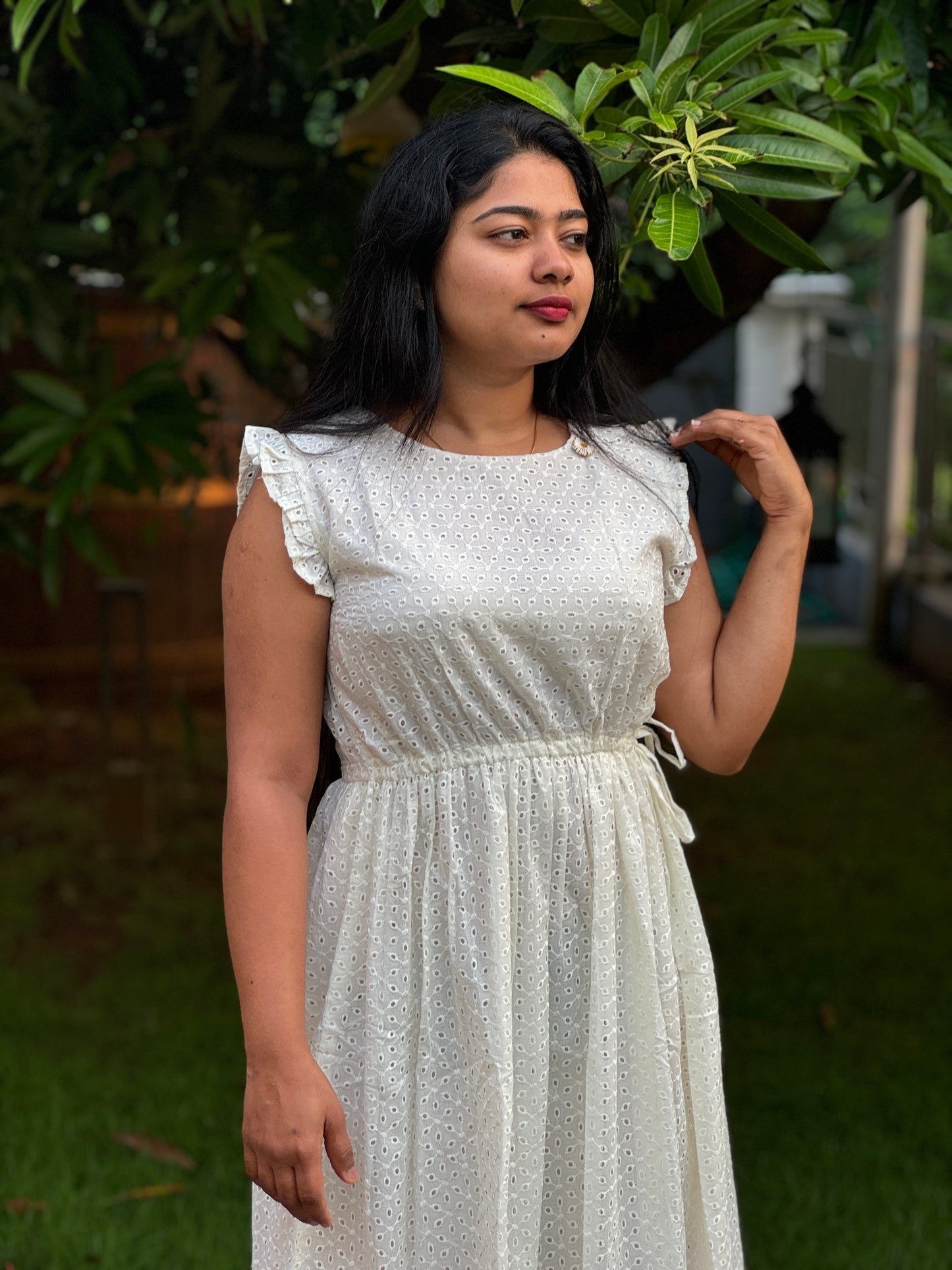 Premium Offwhite Cotton Hakoba Frock -A1331