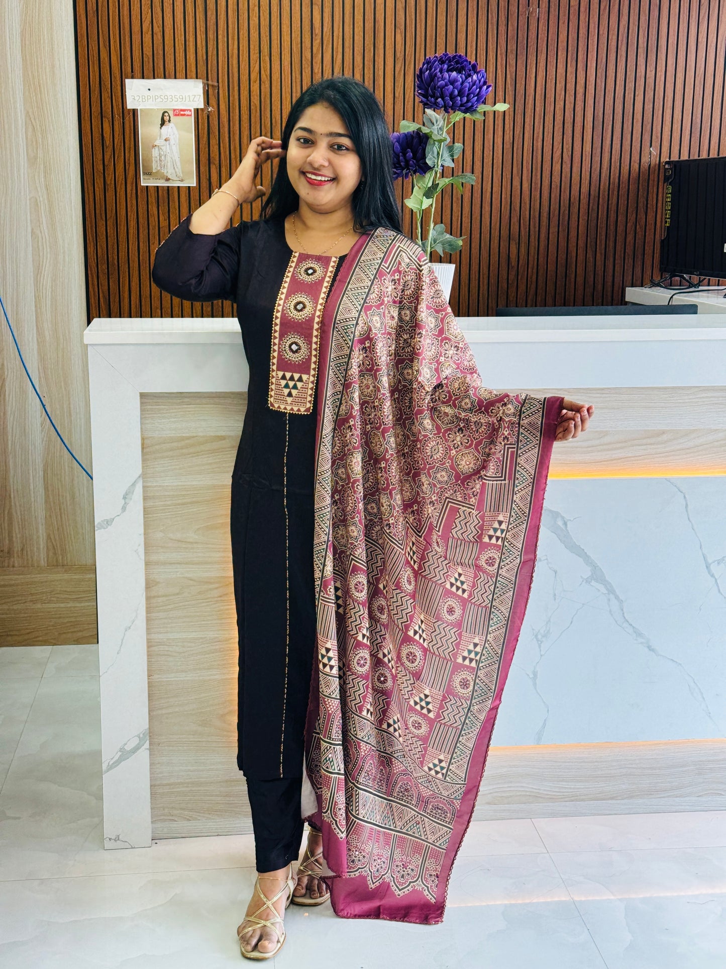 Khajji Modal Silk Suit with Ajrakh Print Dupatta A1703