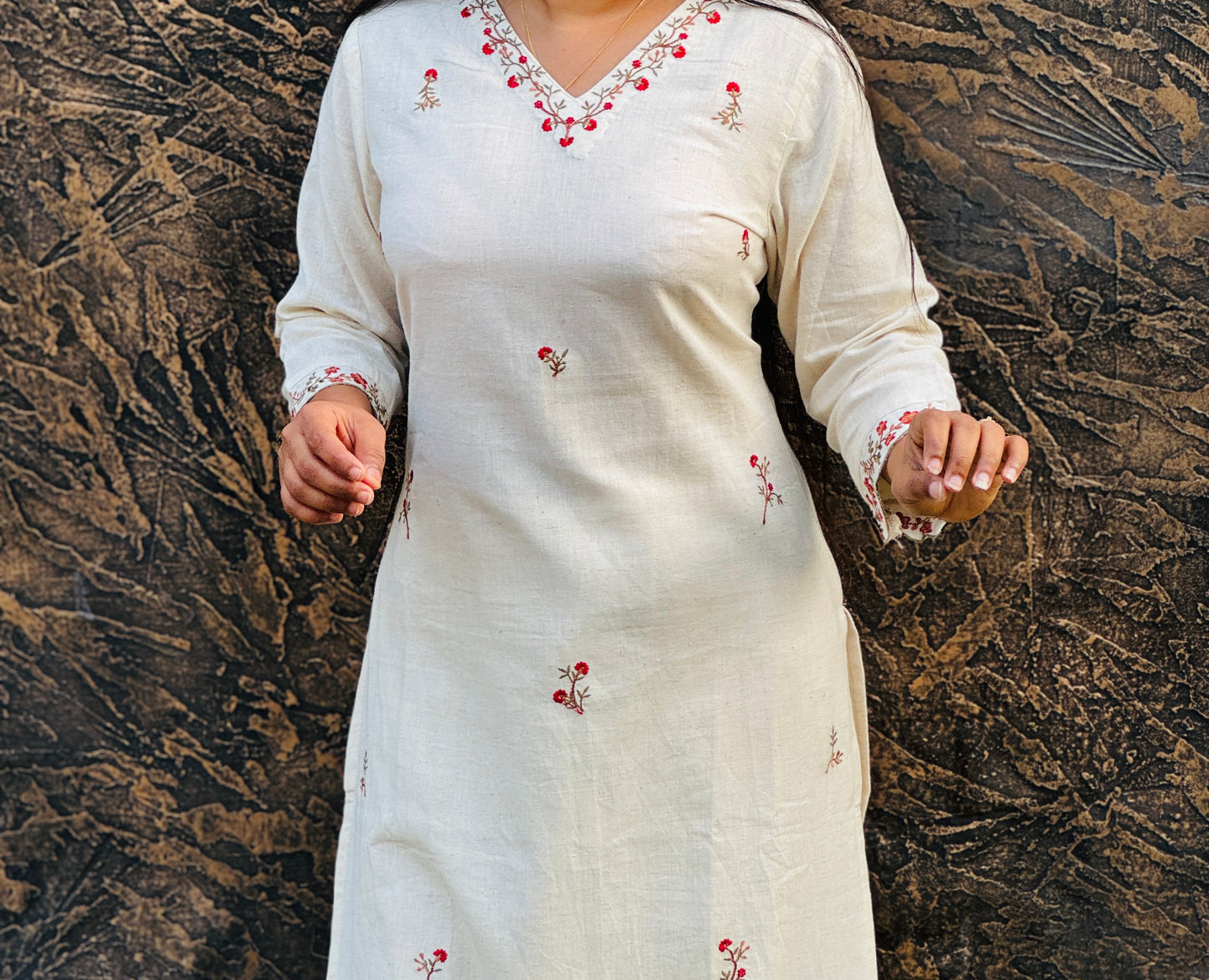 Offwhite 2 piece Khadi Cotton Co-ord Set-A1309