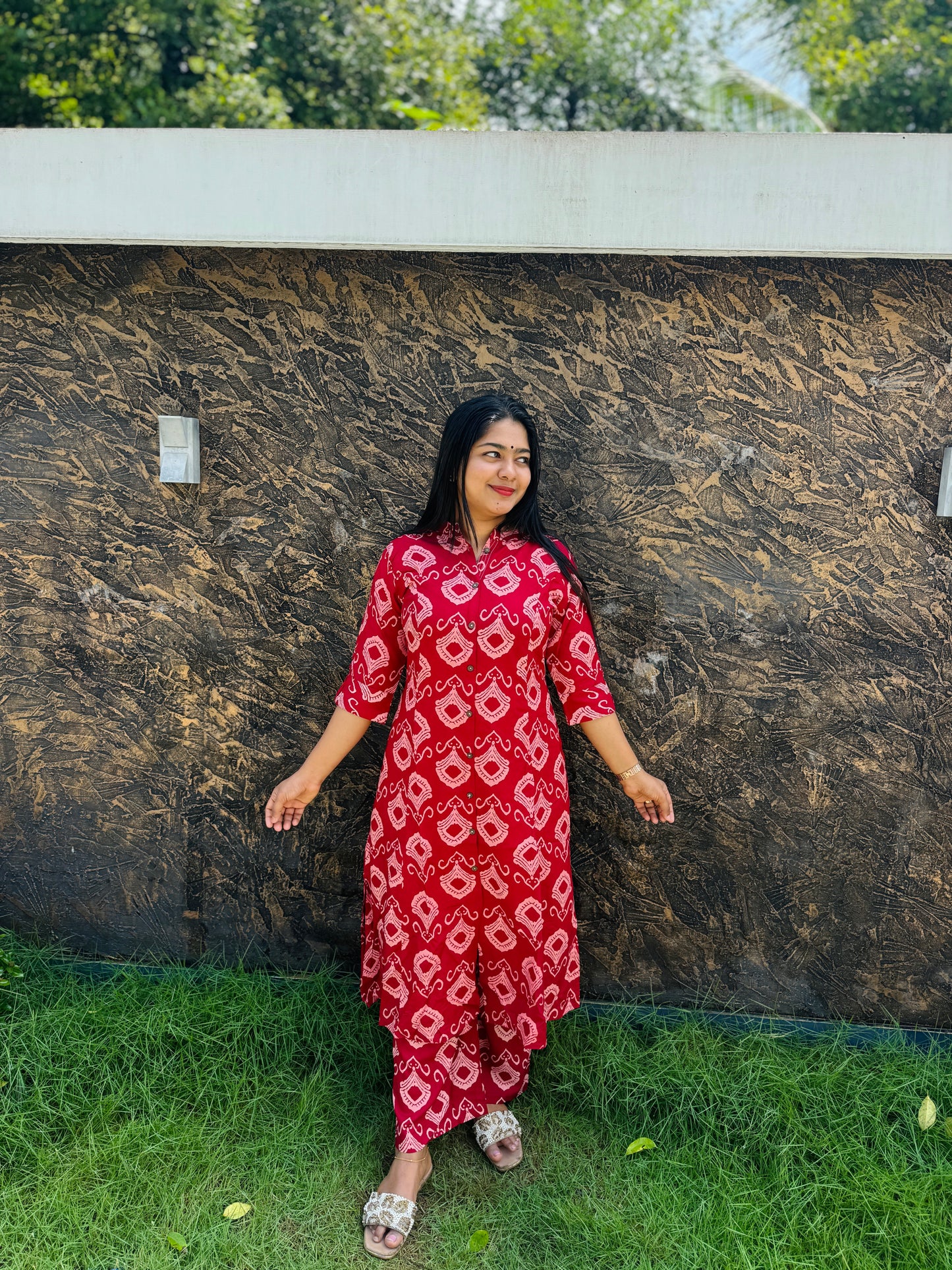 Maroon 2 piece Cotton Cordset : A 1476