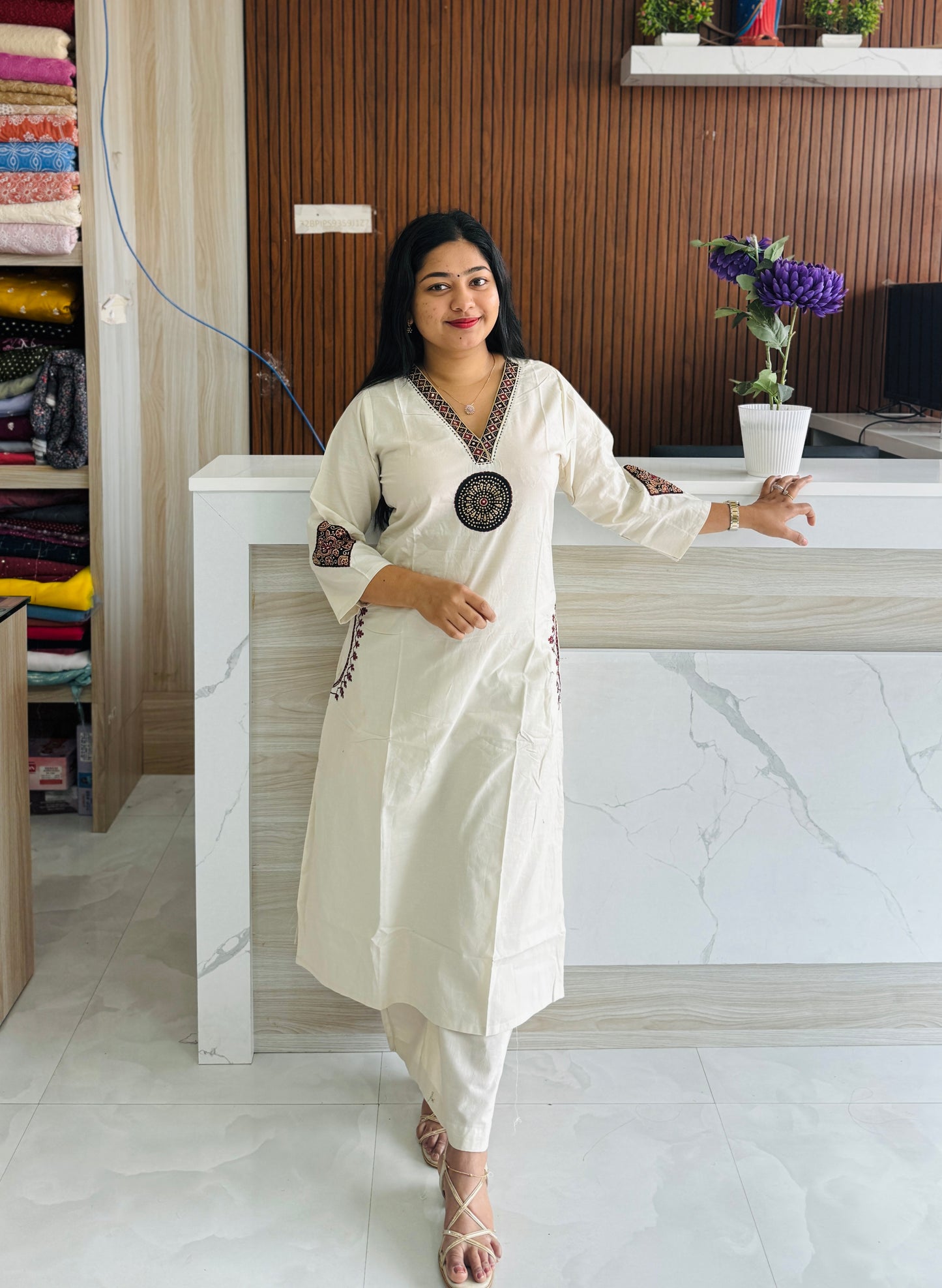 Offwhite Ajrak Cotton Cord Set π€A1784