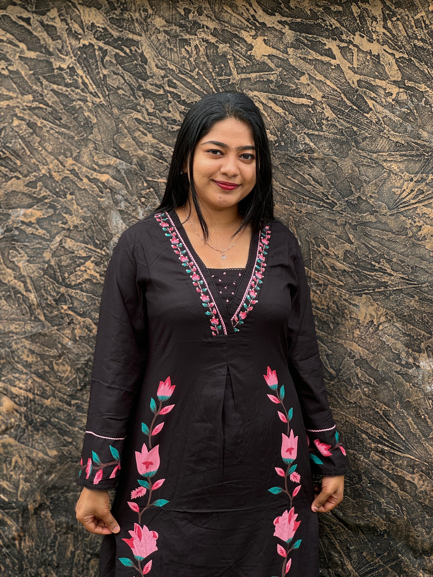 Black Stylish Cotton Cordset A- 1573