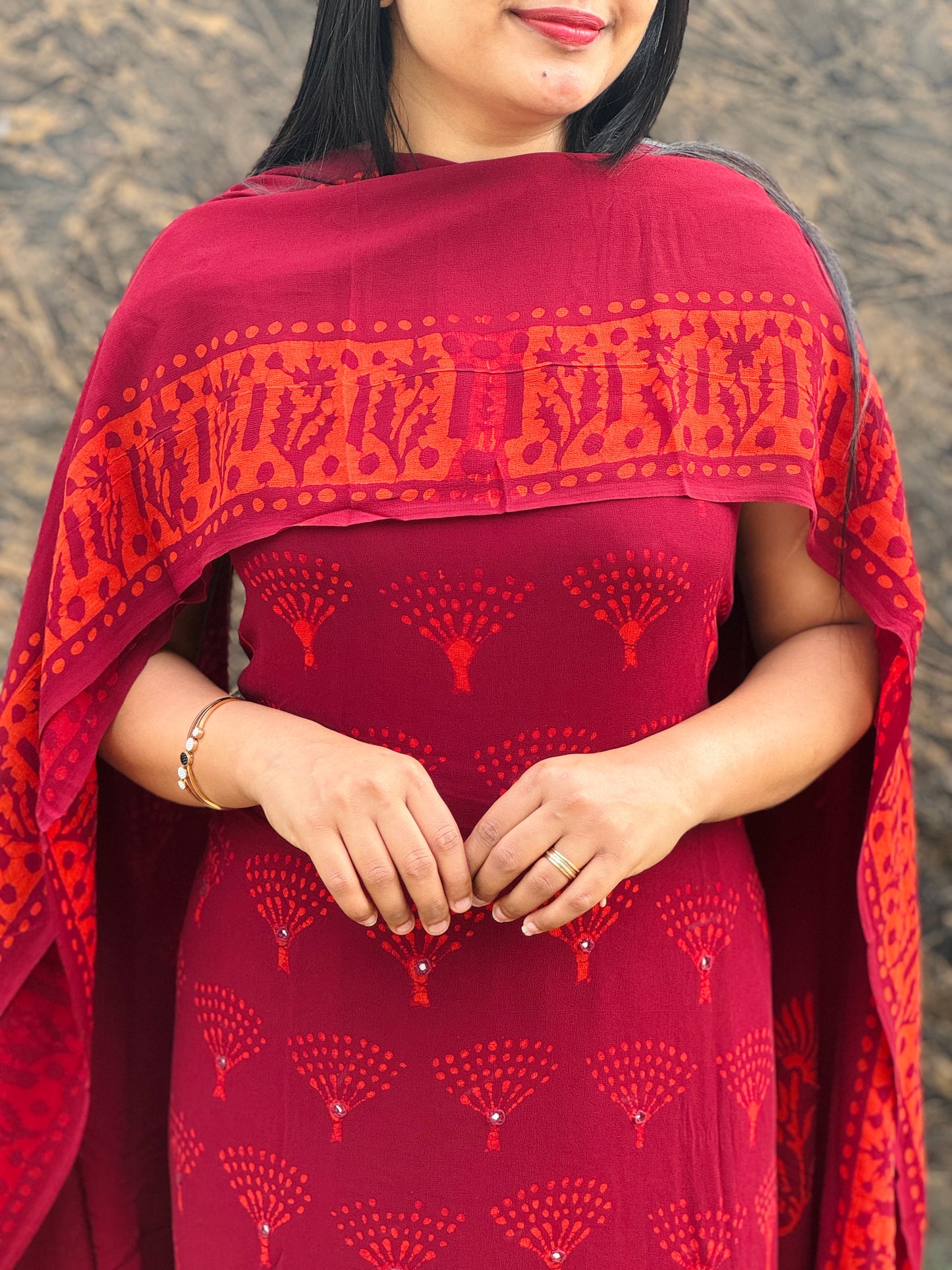 Unstitched three-piece premium georgette fabric. - A1439