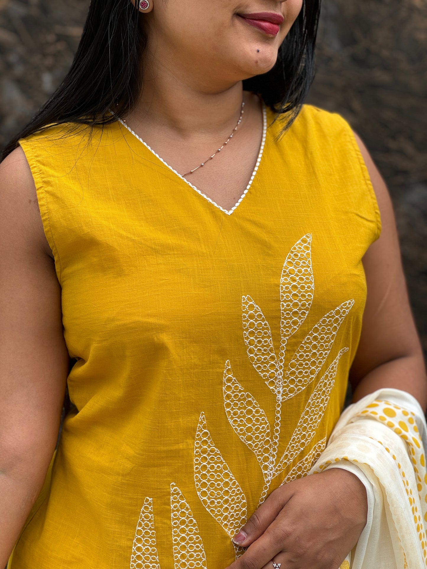 Yellow 3-Piece Sleeveless Salwar Set - A1480