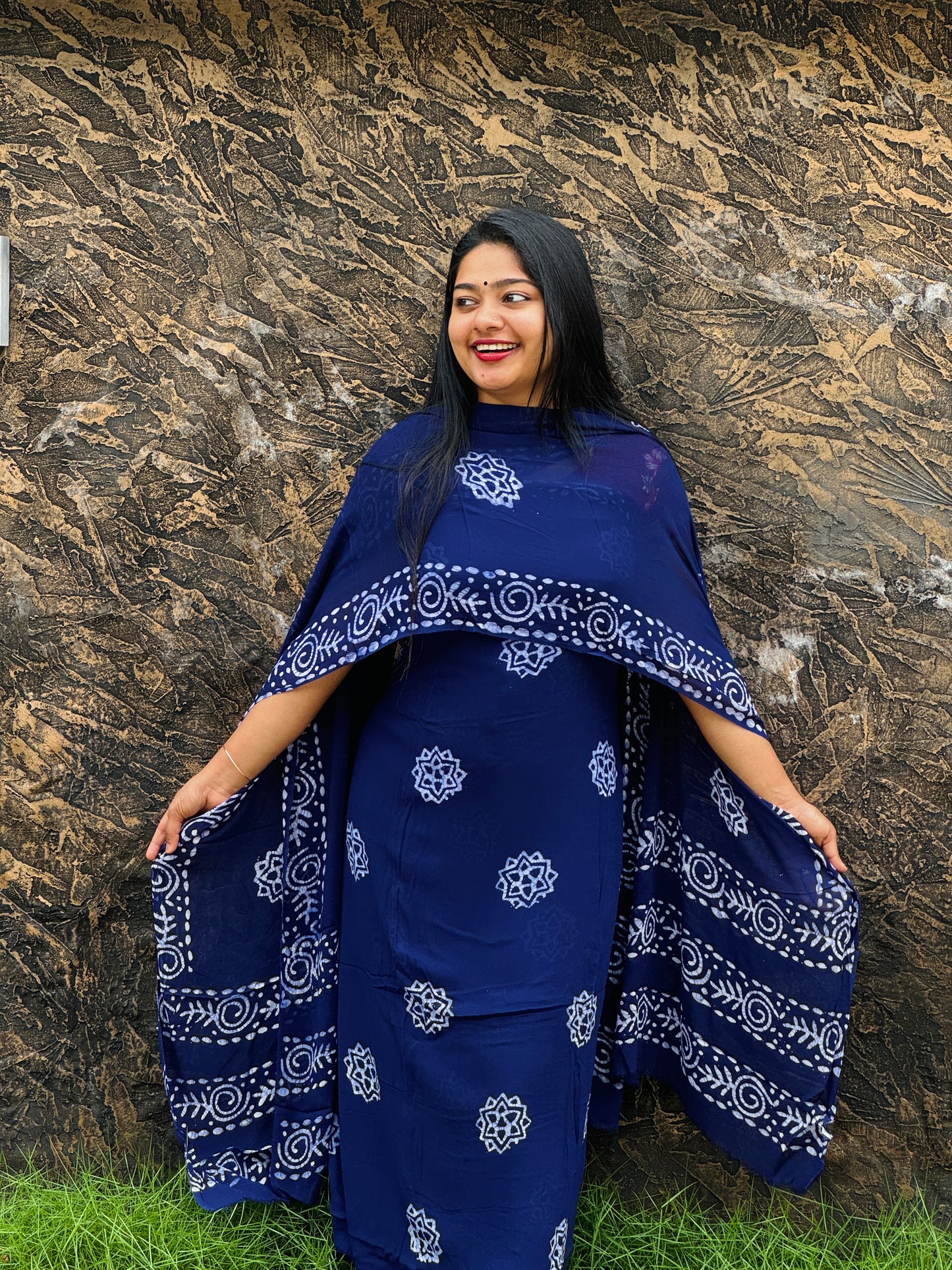 Maroon & Blue Georgette Unstitched Churidar Material A- 1575