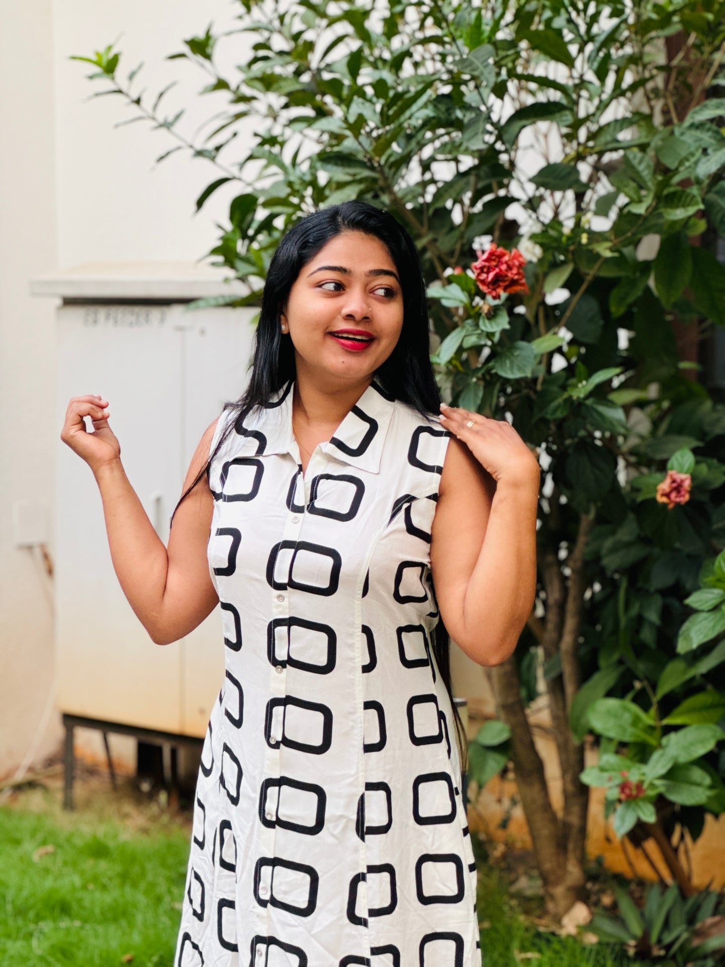 Classic White Frock in Rayon Fabric-A1312