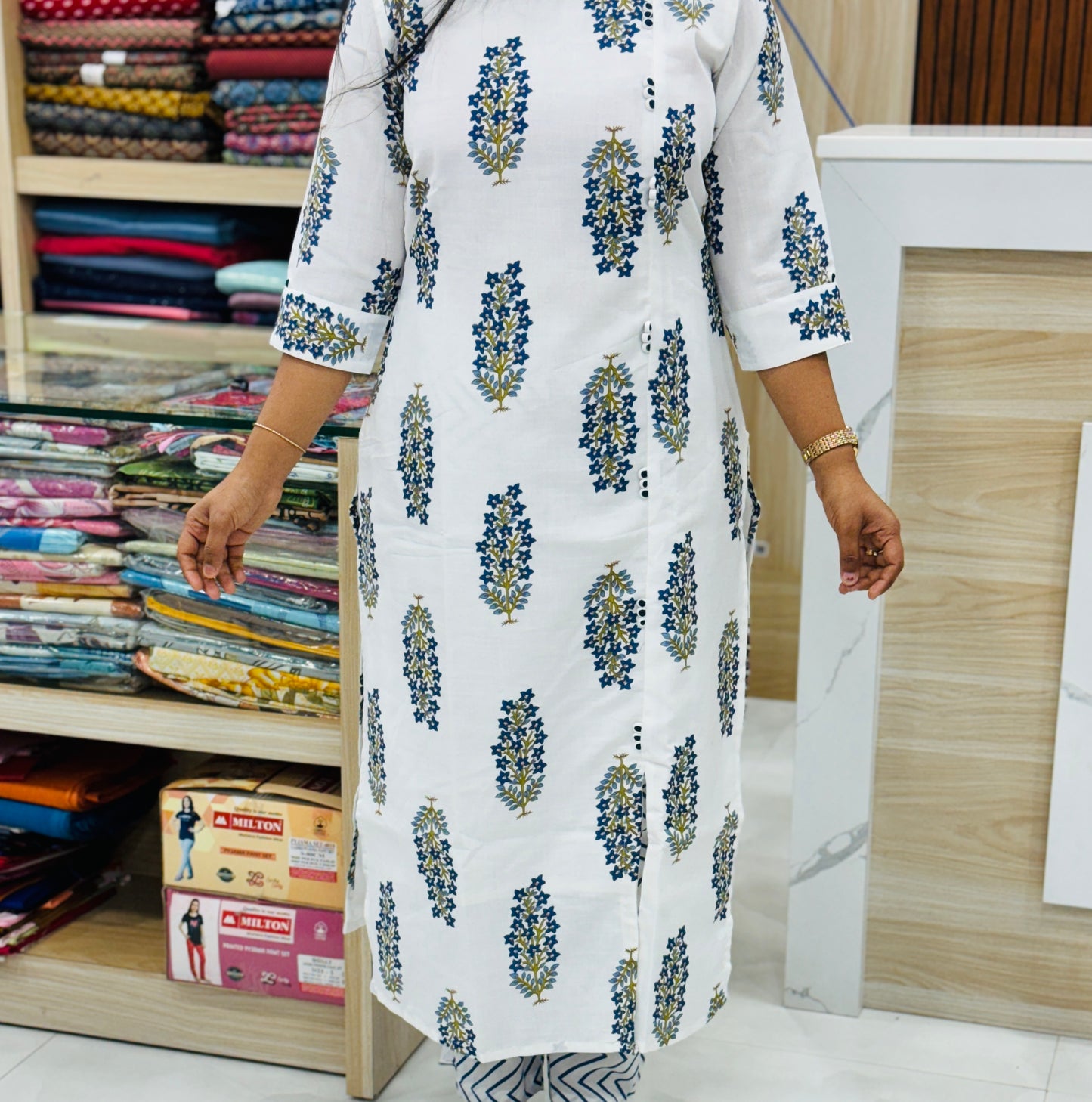 Blue & White Elegance β 3-Piece Salwar Set- A1457