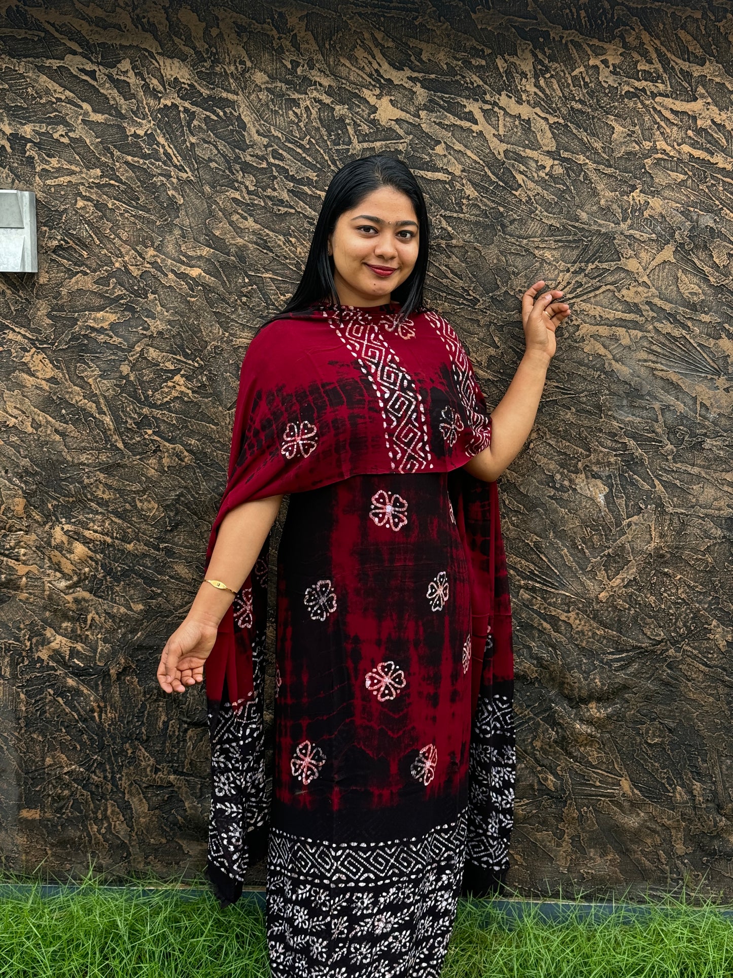Batik Print | Georgette Fabric | Unstitched Churidar Material- A1460
