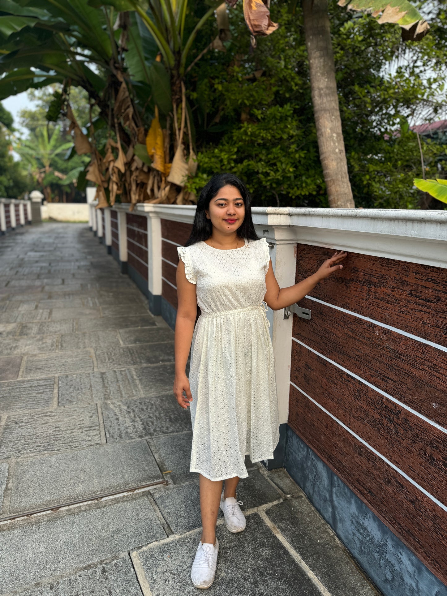 Premium Offwhite Cotton Hakoba Frock -A1331