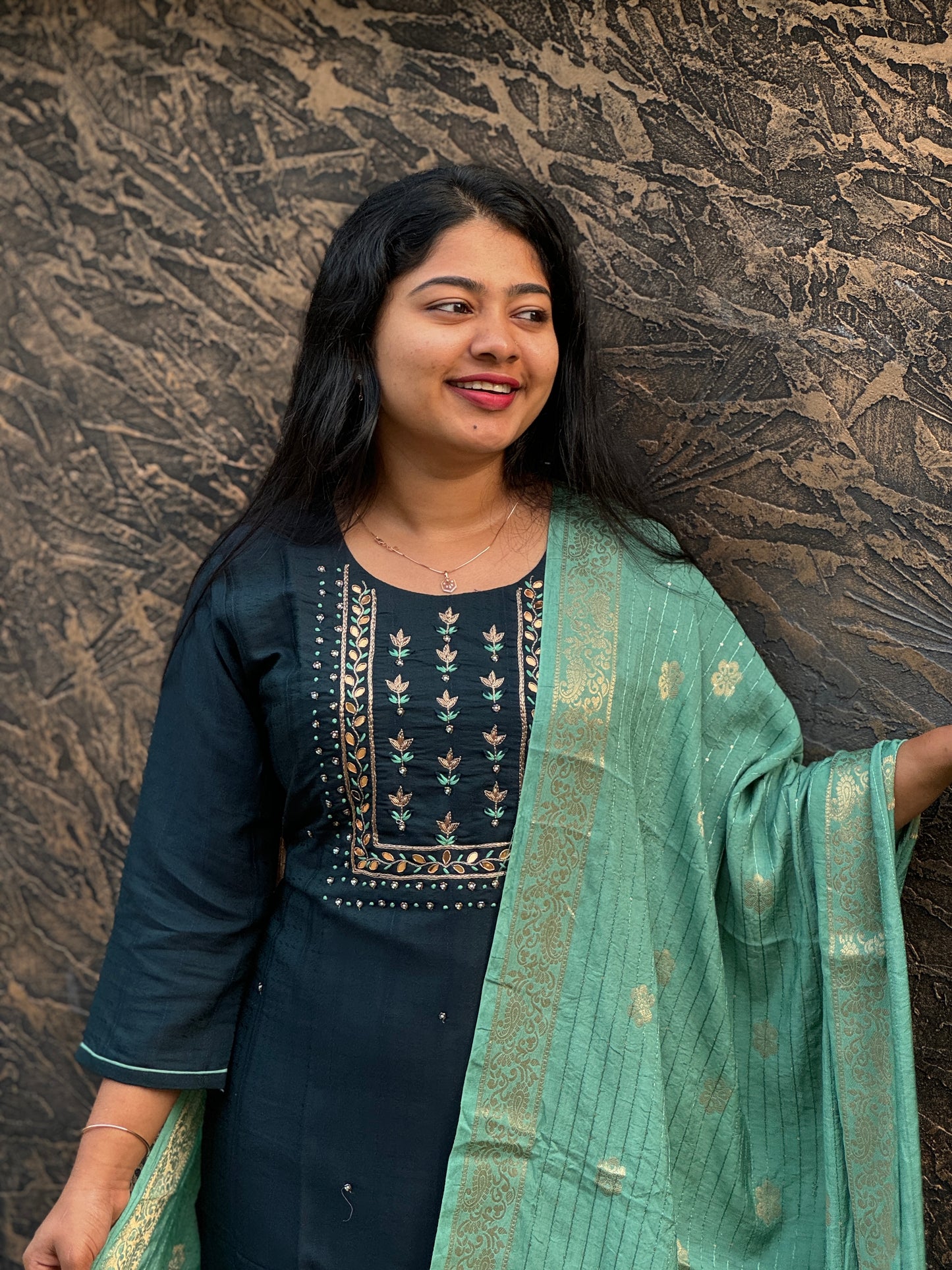 Crepe Modal With Banarassi Dupatta - A1353
