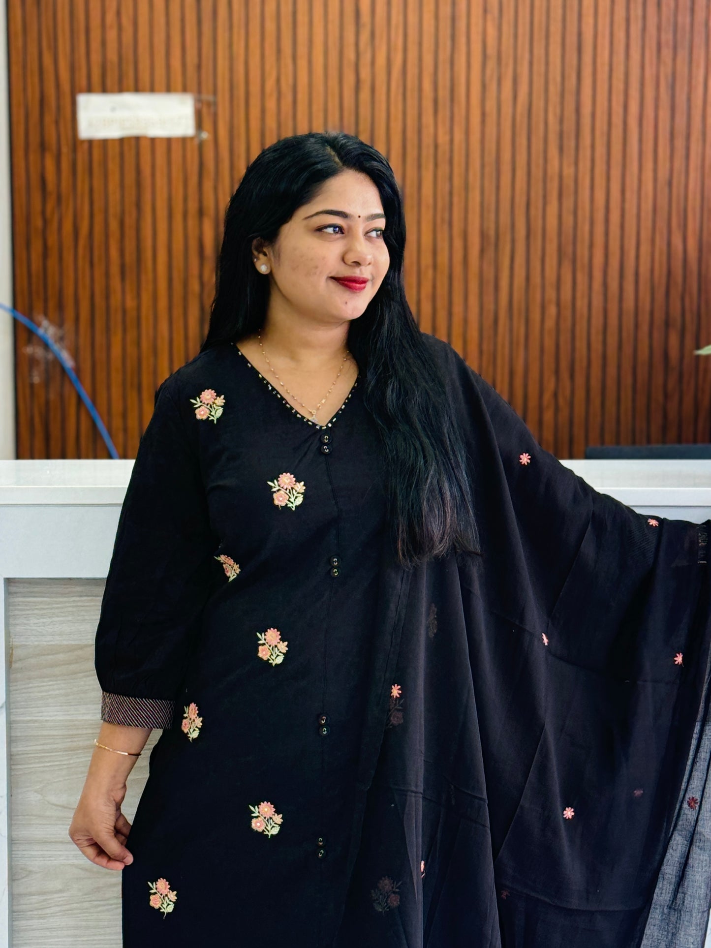 Black shade beautiful mul cotton 3-piece salwar set A1934
