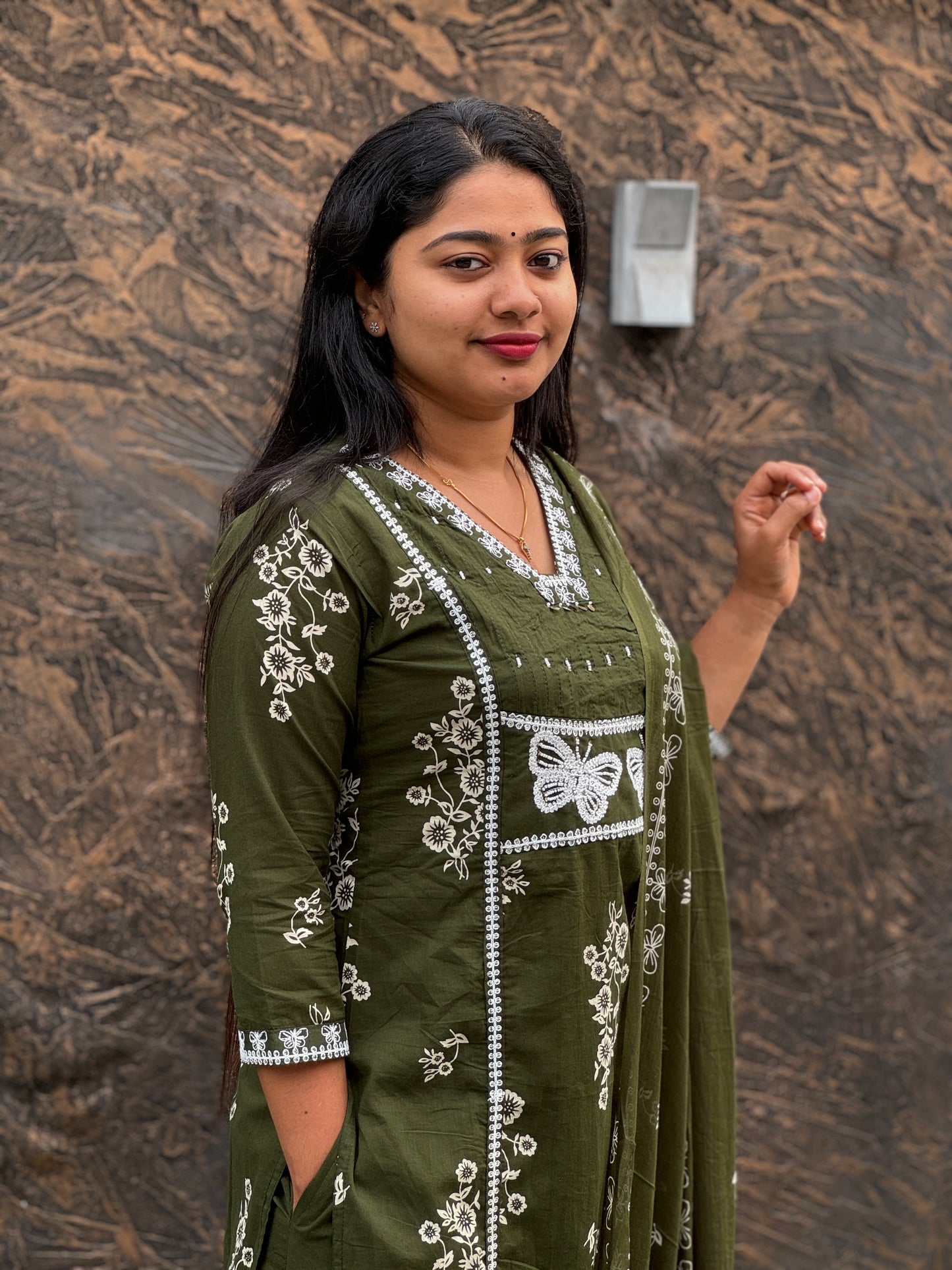 Beautiful Pure cotton -3 Piece Salwar Suit with embroidery dupatta -A1335