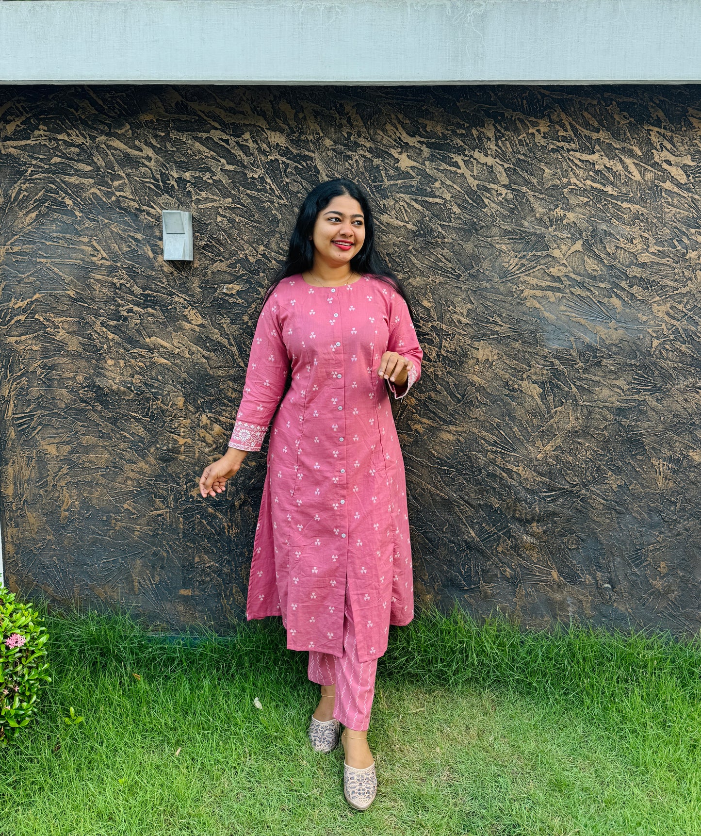 Pink Ikkat Cotton Kurti – Everyday Elegance - A1384