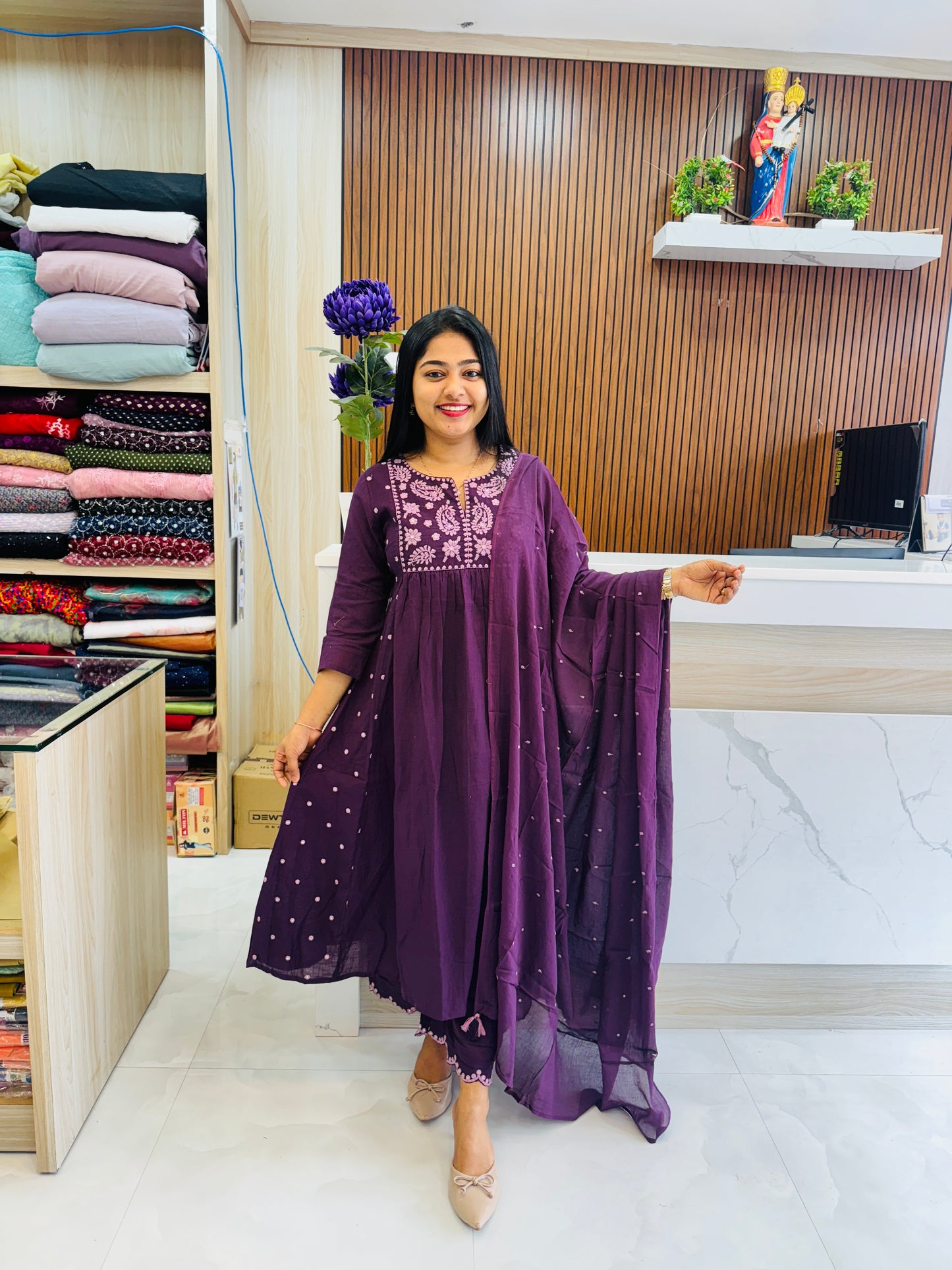Black & Purple Chikankari 3 piece Salwar A1604