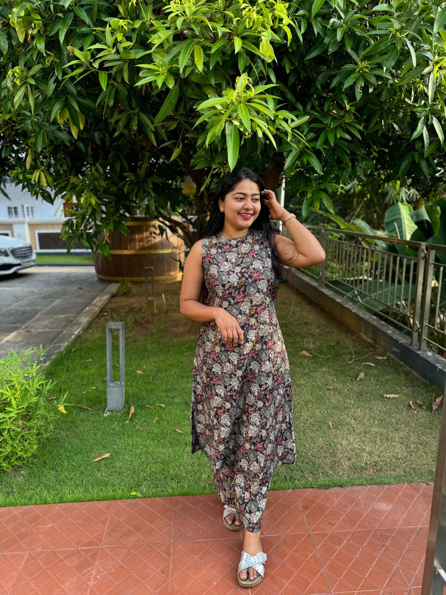 Brown Floral 2 piece Co-ord Set-A1041