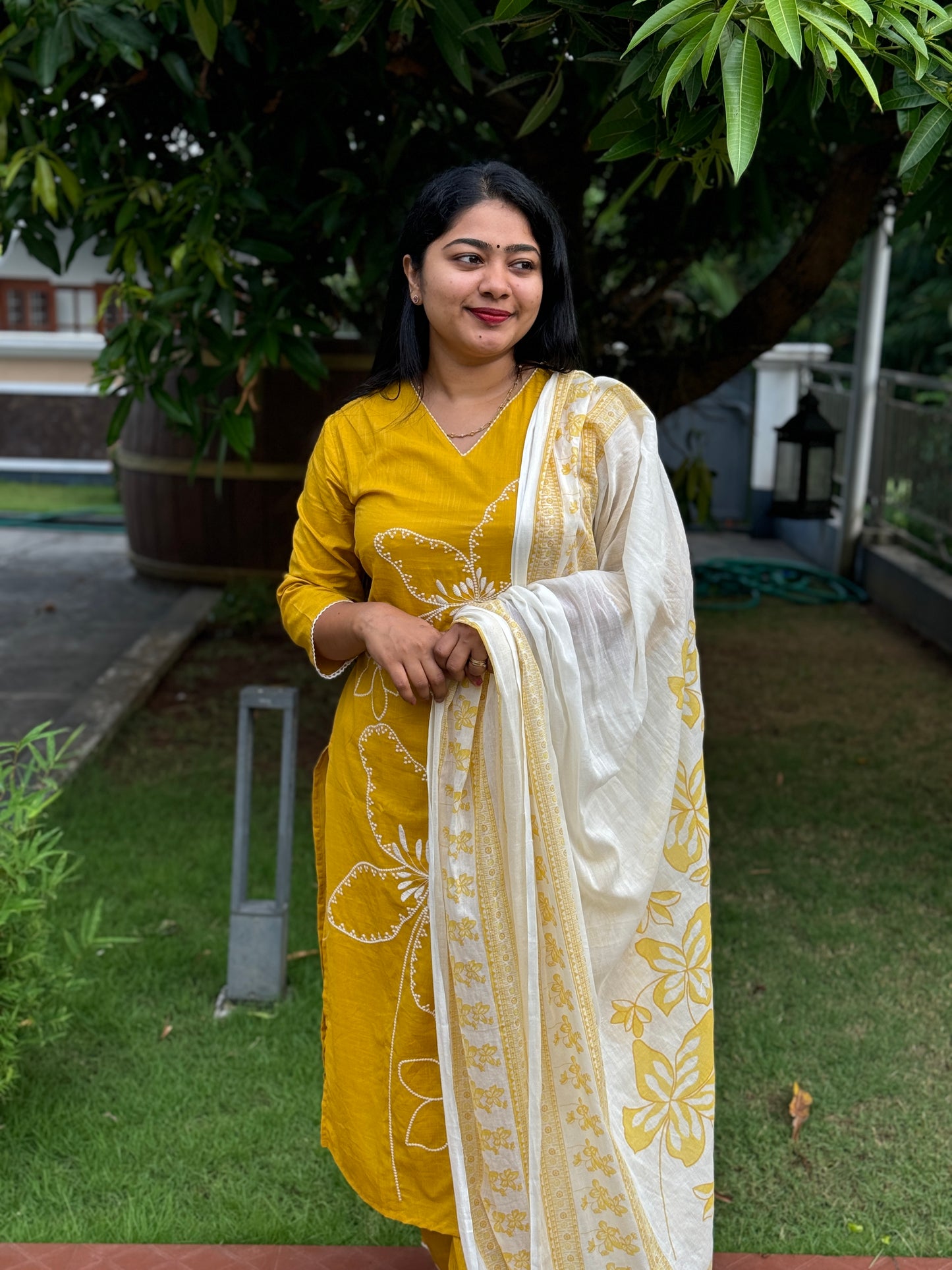 Yellow Pure Cotton 3 Piece Salwar Suit - A1040