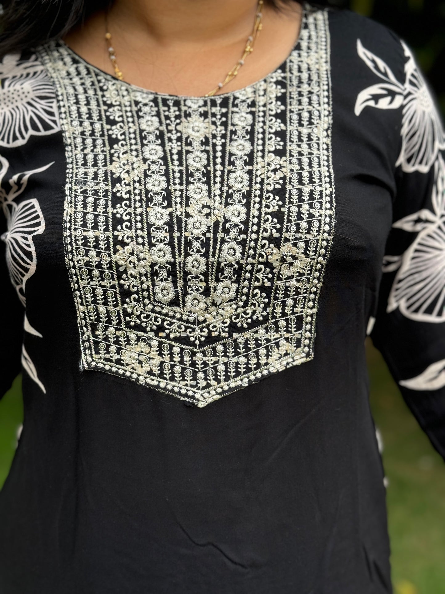 Black and white Pure Cotton 3 Piece Salwar Suit - A1036