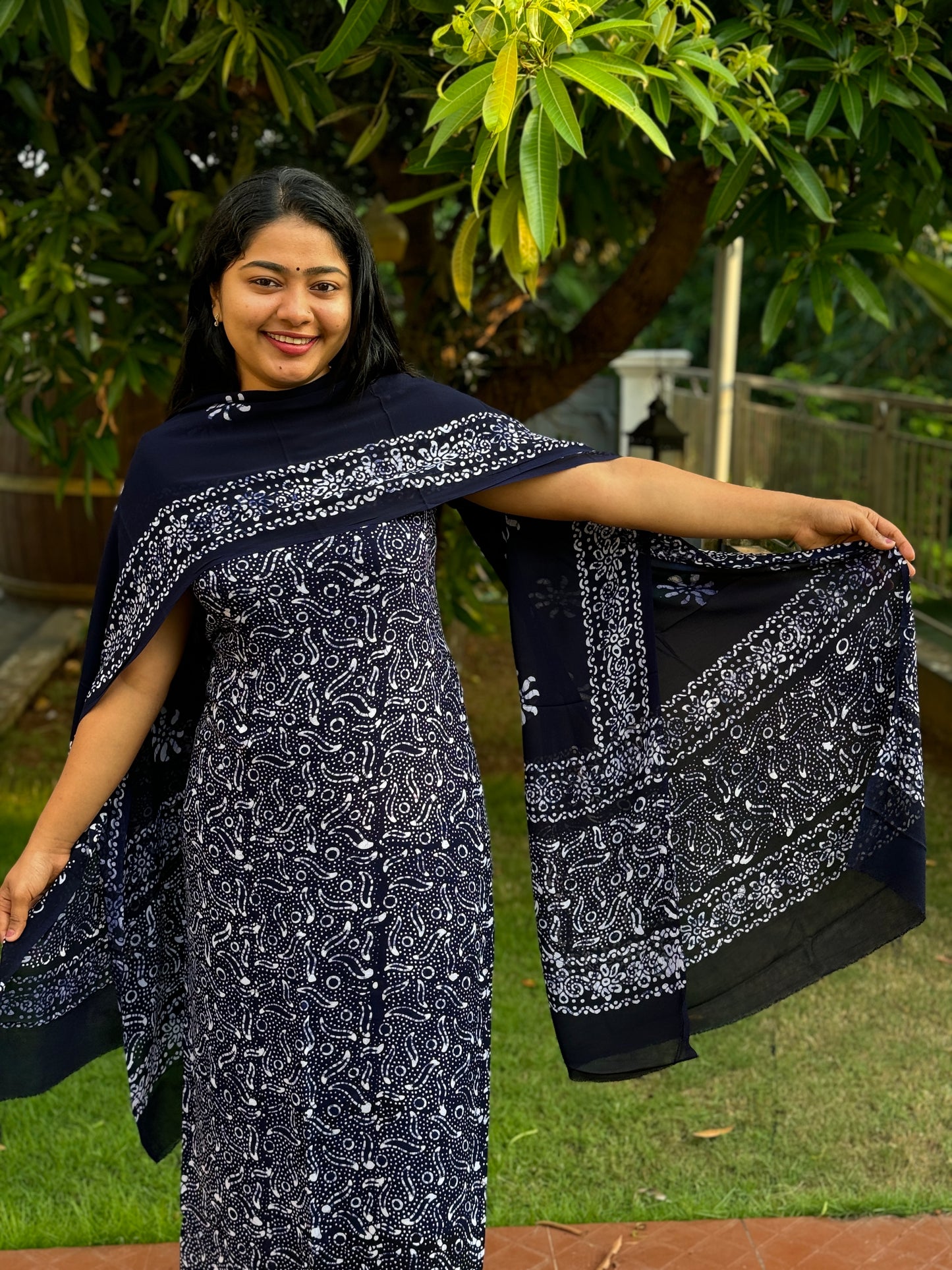 Blue Georgette 3-Piece Unstitched Salwar Suit- A1035