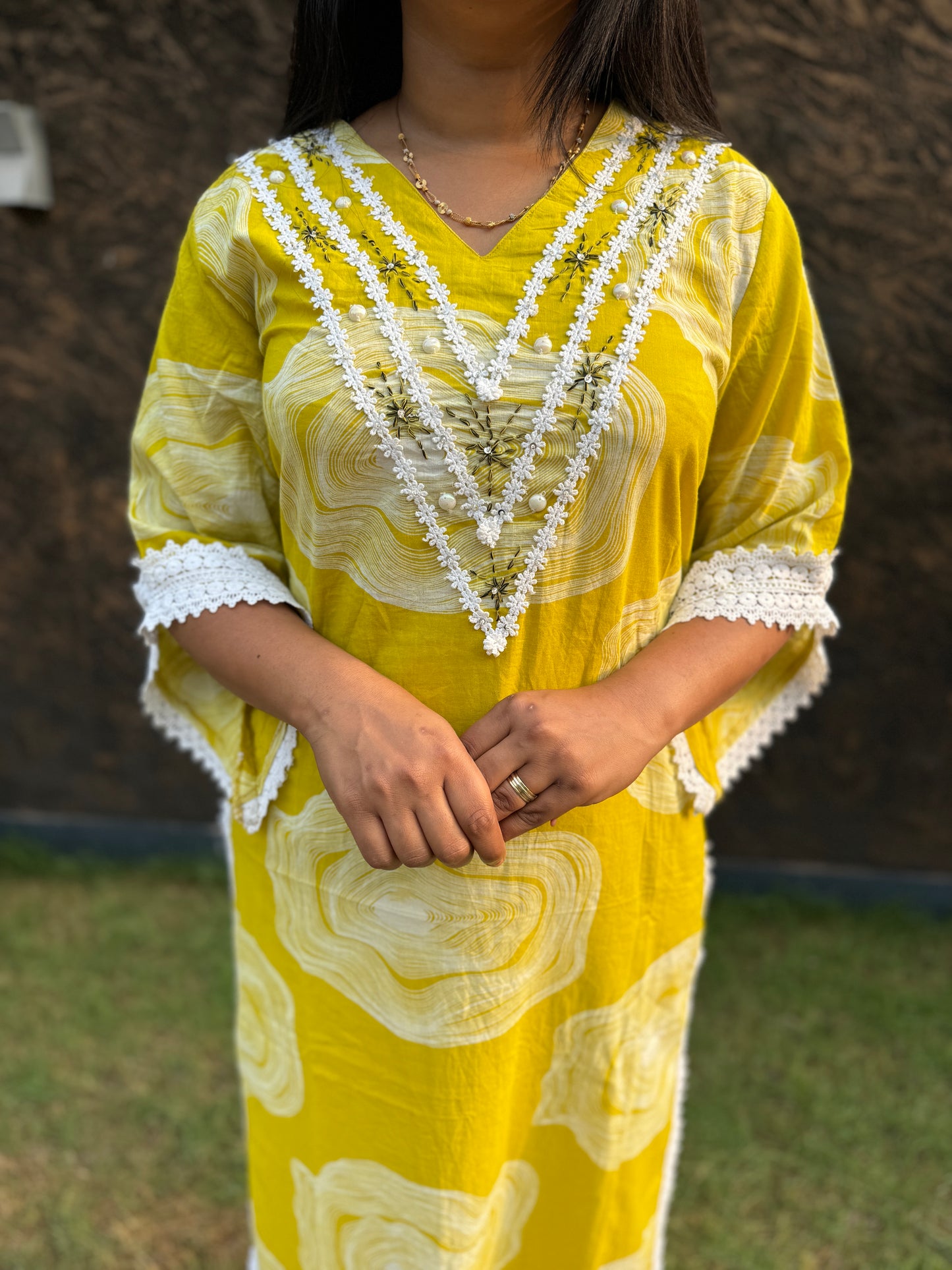 Vibrant yellow Pure Cotton 3-piece Salwar set- A1032