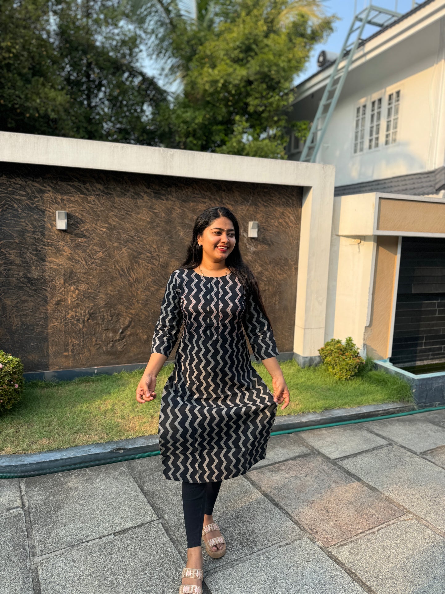 Black Soft Cotton Kurta Top- A1026