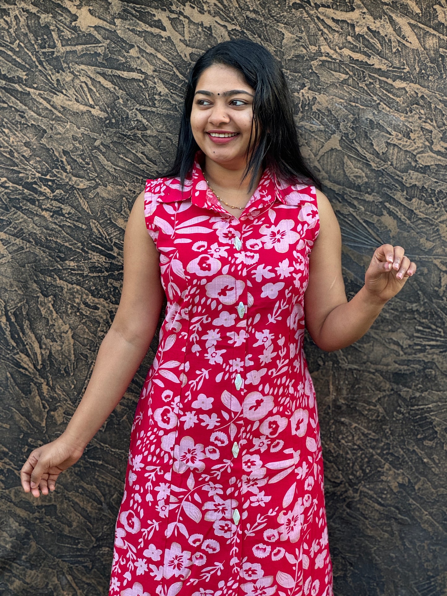 Rani Pink 2 piece Cotton Co-ord Set in Batik Print-A1019
