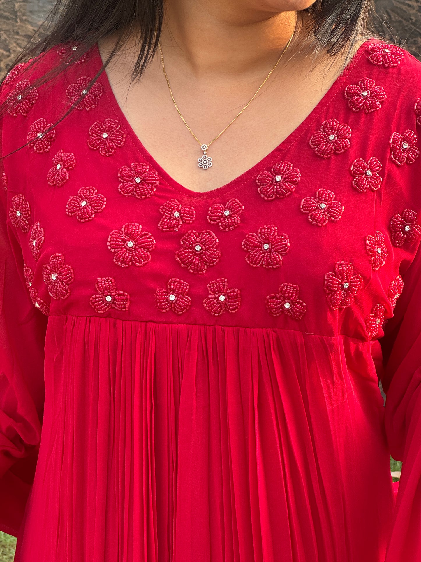 Reddish Maroon Georgette 3 piece Salwar Suit-A1011