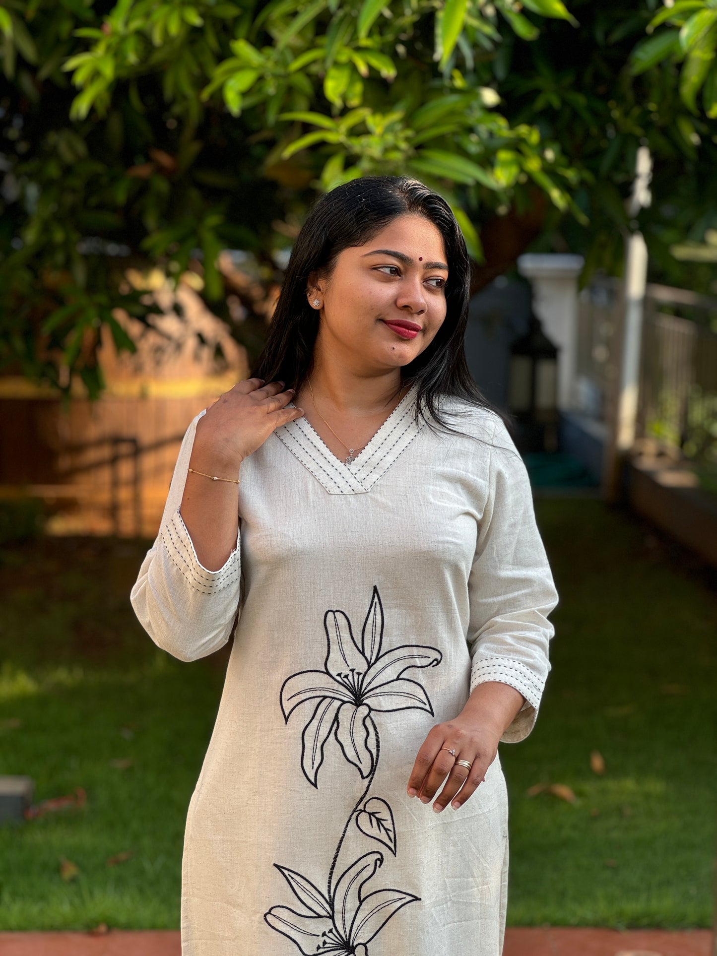 Off White 2 piece Khadi Cotton Co-ord Set- A1005